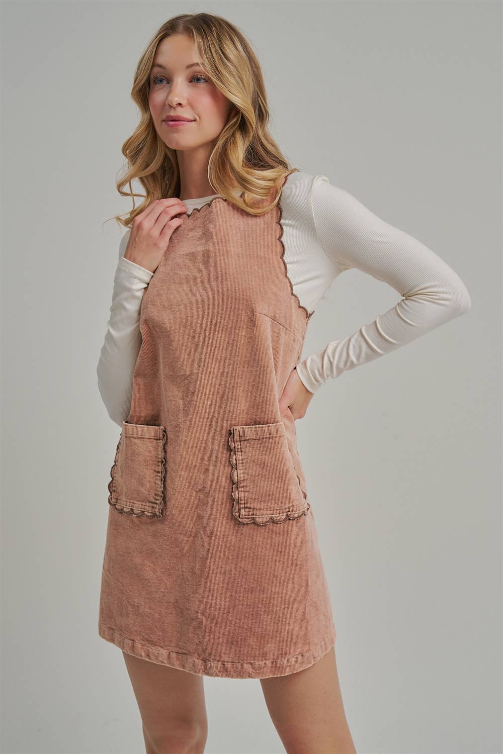MINERAL WASHED CORDUROY MINI DRESS_JLD60000-11