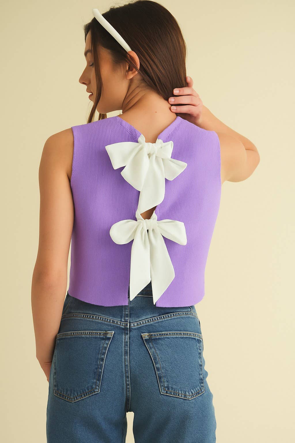 CSW17339 - BACK BOW TIE SLEEVELESS TOP
