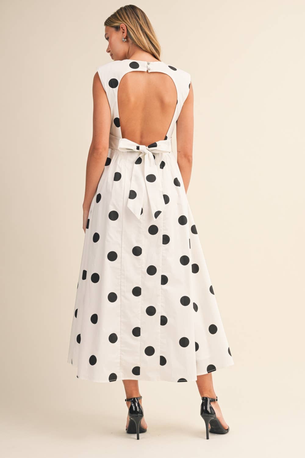 ID10037 SLEEVELESS POLKA DOT MIDI DRESS