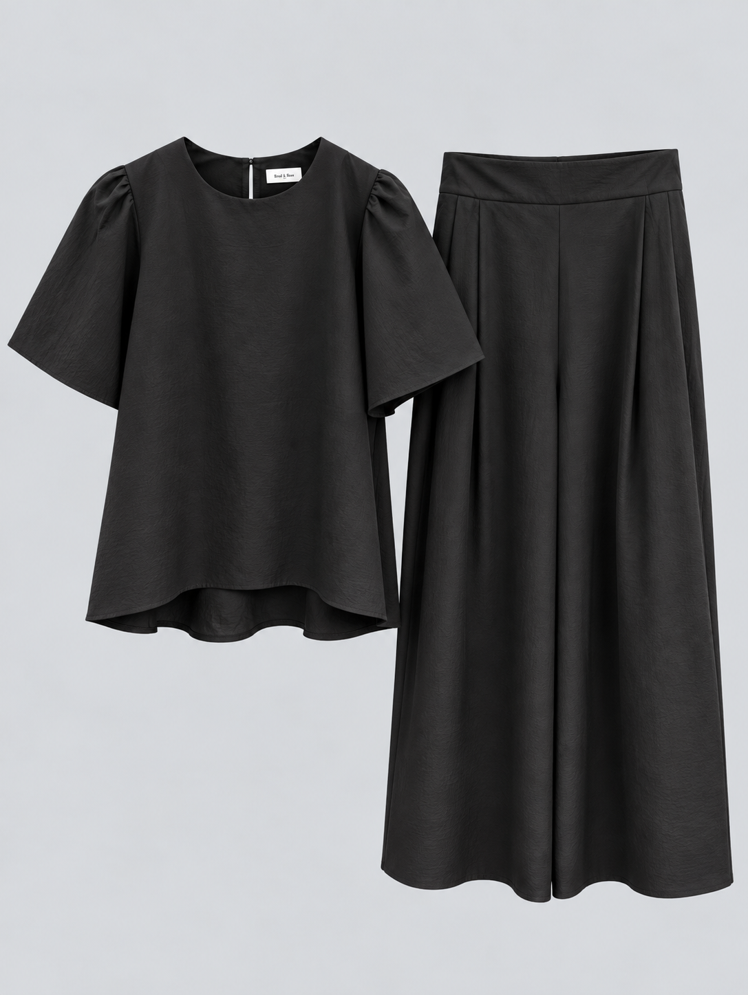 Sandy Premium Poplin Two-Piece Set – Hi-Lo Top & Wide-Leg Pants (#WT61041 & WP61042)