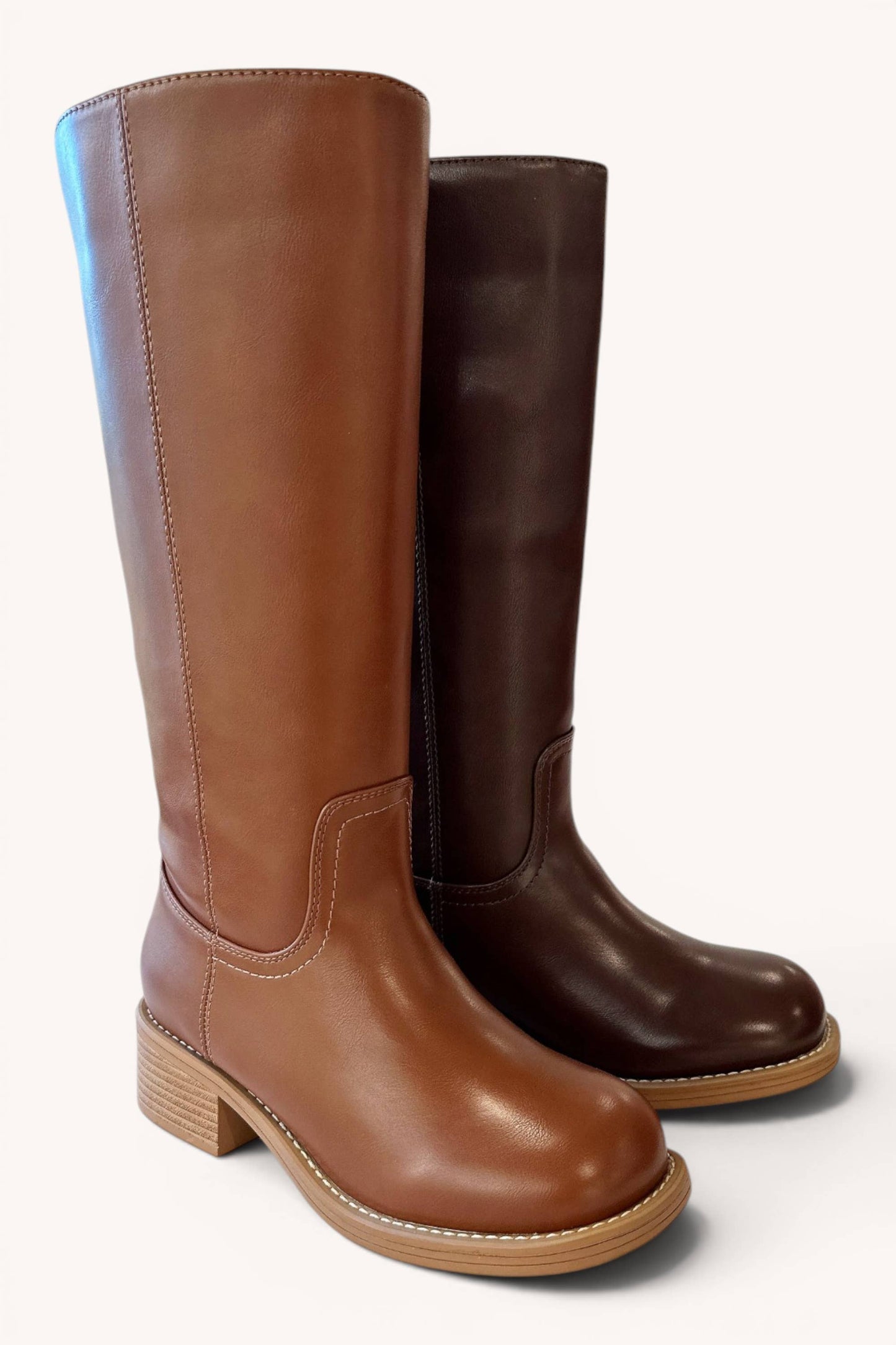 BANANA-1 Tall Riding Boots with Semi Square Toe and Block He