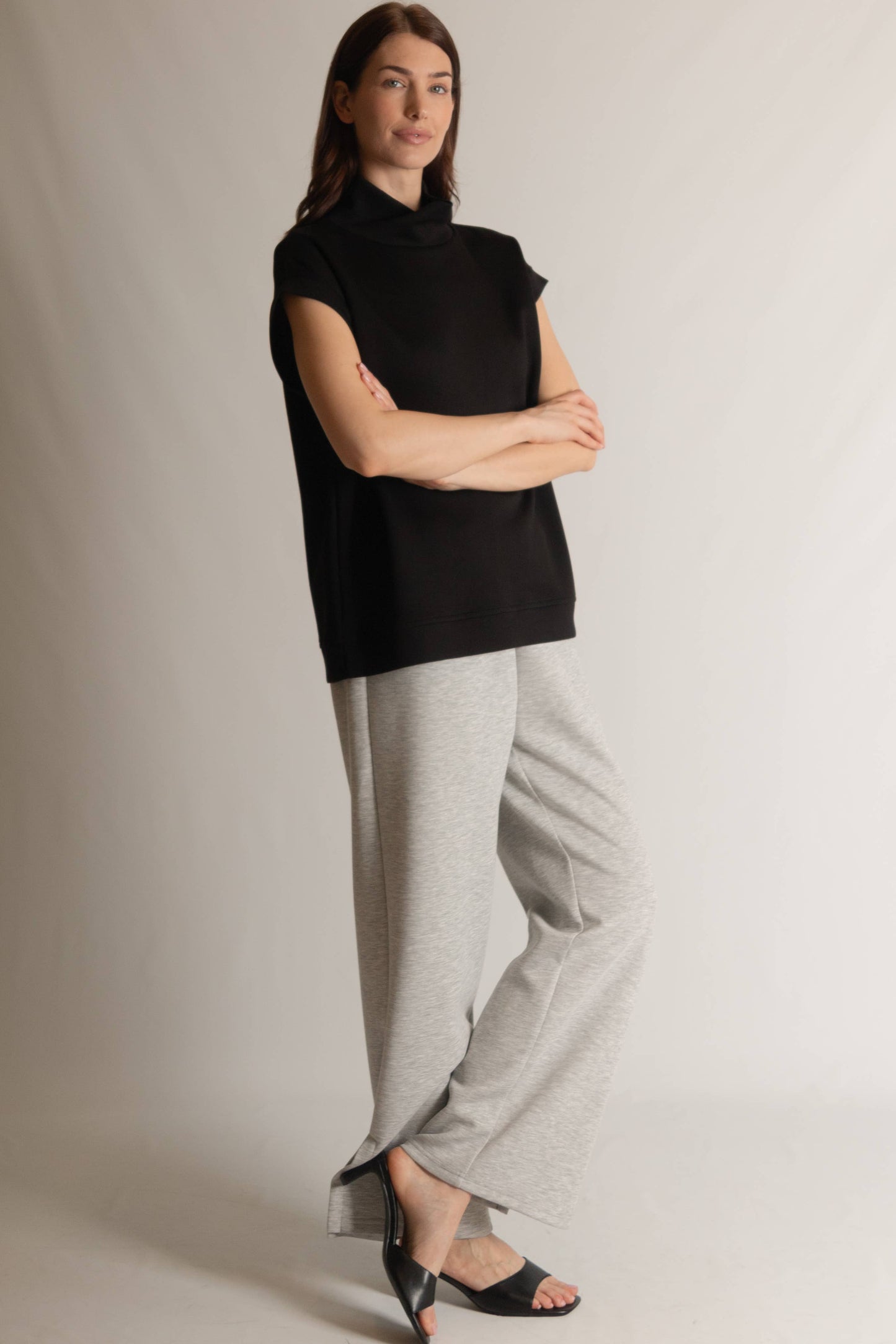 P. CILL Butter Modal Wide Leg Pants w/ Bottom Slit