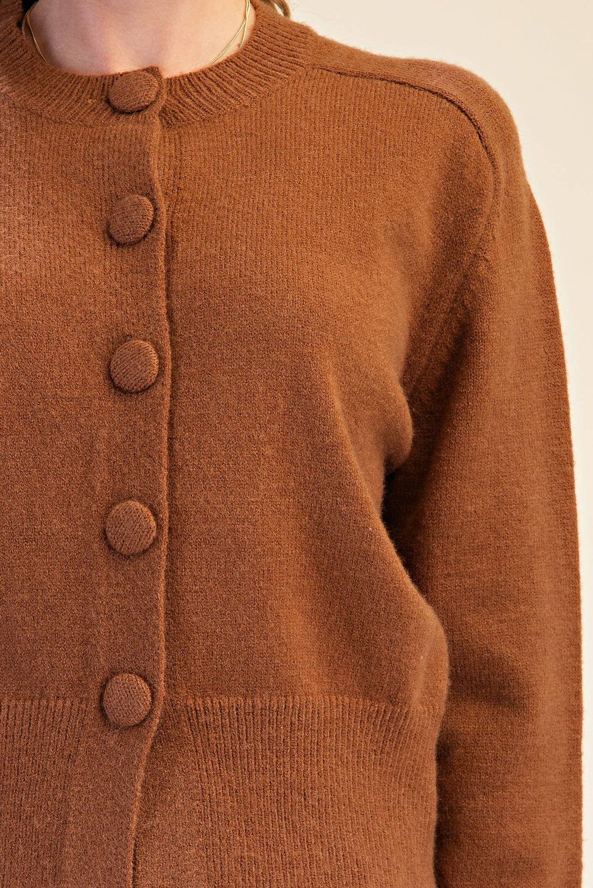 Button Closure Long Sleeve Sweater Cardigan