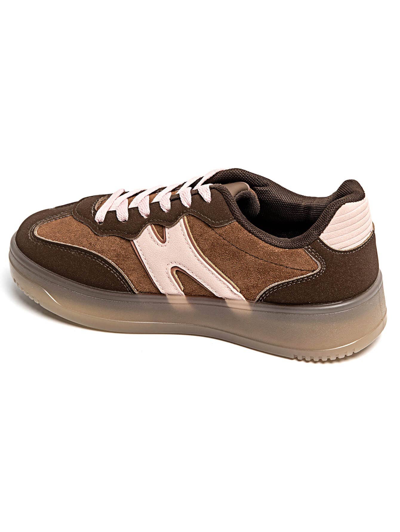 CLASSIC STREET COLOUR CONTRAST FAUX SUEDE LACE UP SNEAKERS