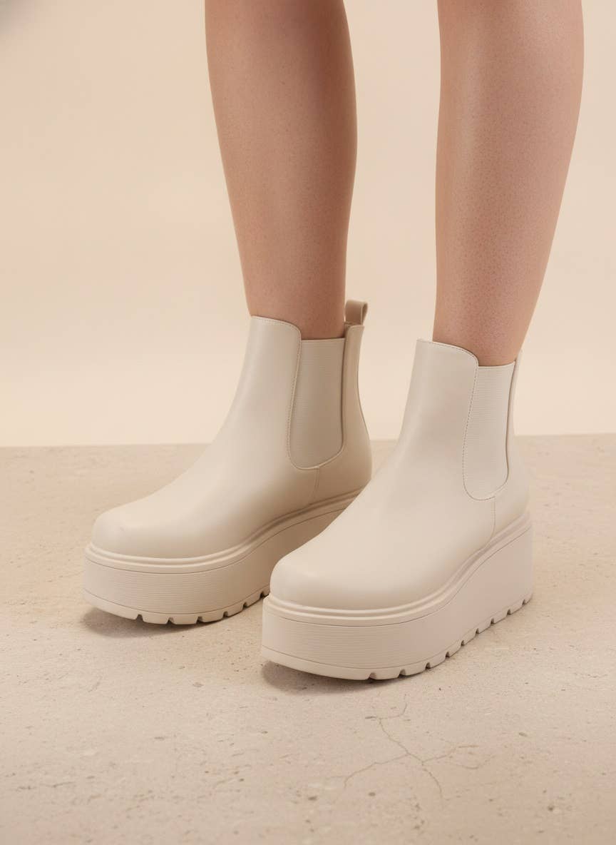 ROCKER-03 Platform Chelsea Ankle Boots with Lug Sole