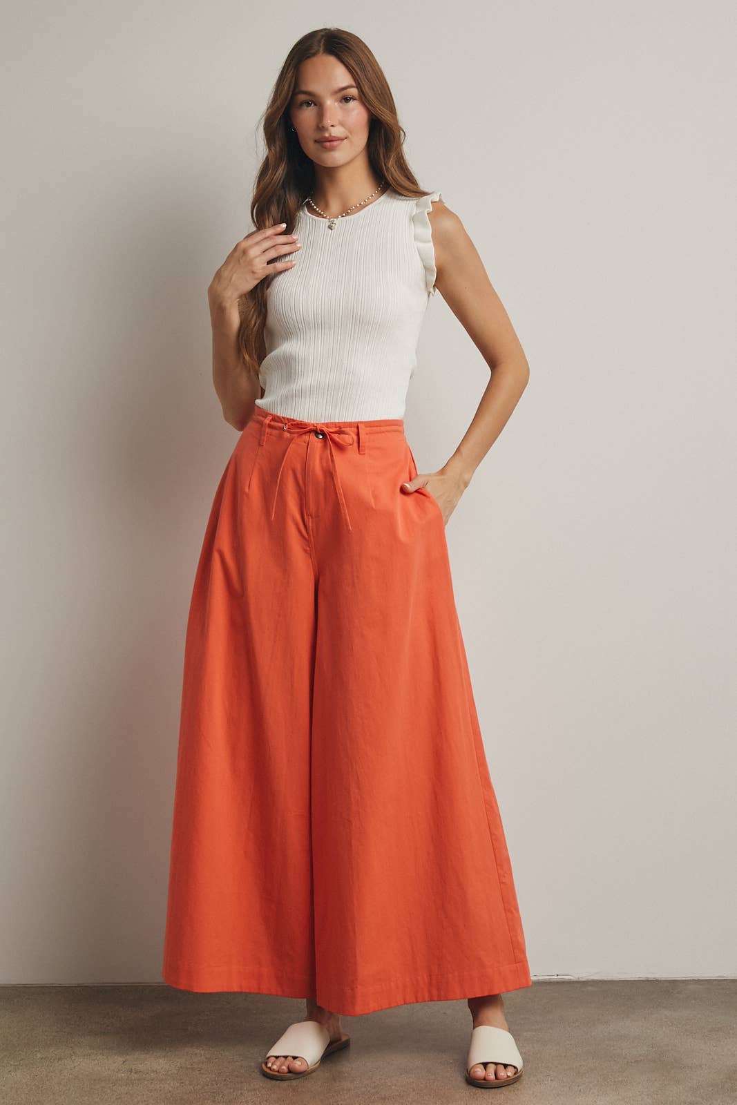 WIDE LEG DRAWSTRING PANTS / WL25-11679