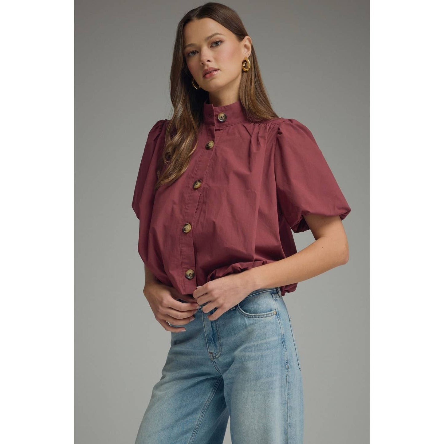NEW Solid short puff sleeve top