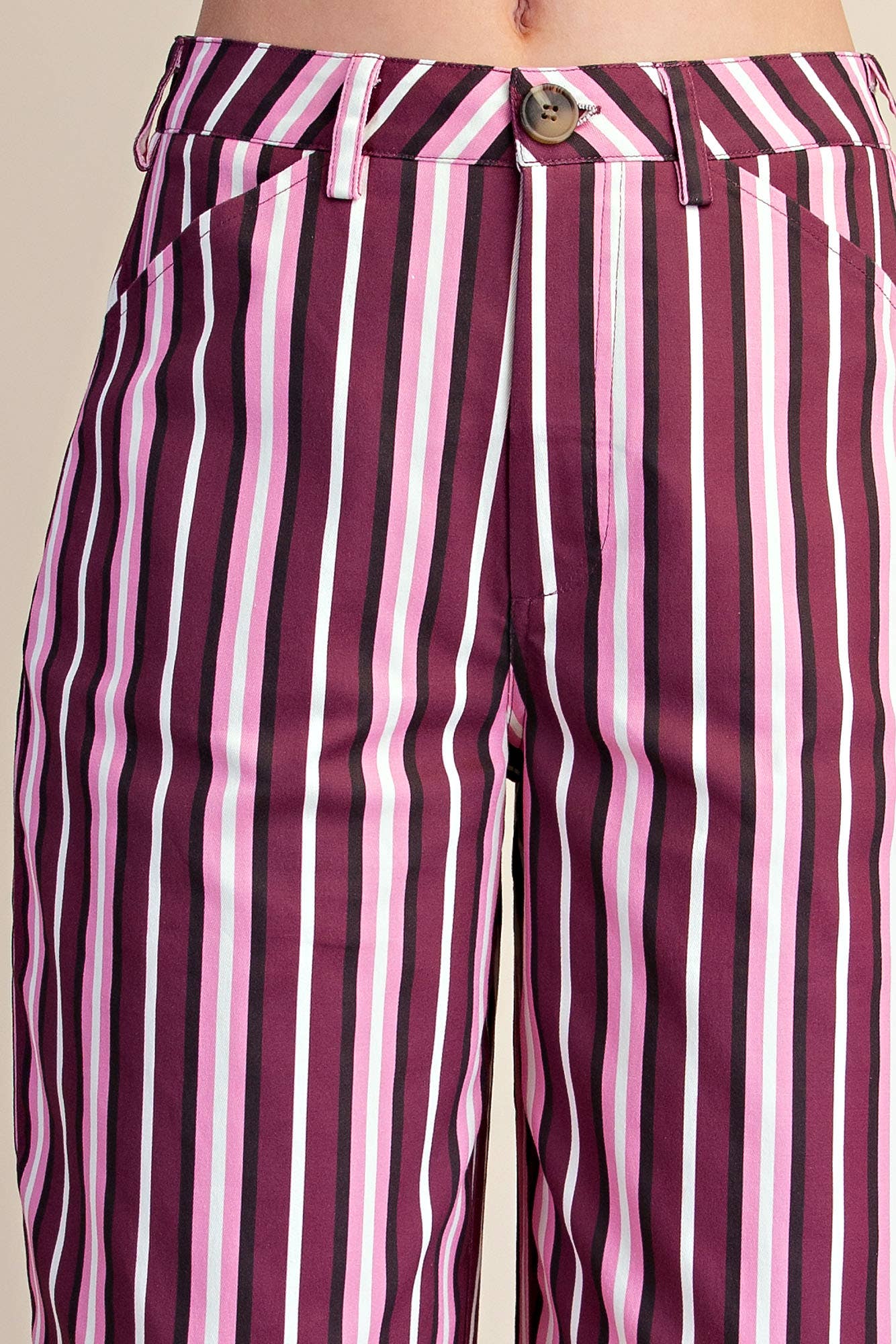 Barrel Leg Stripe Casual High Waist Pants