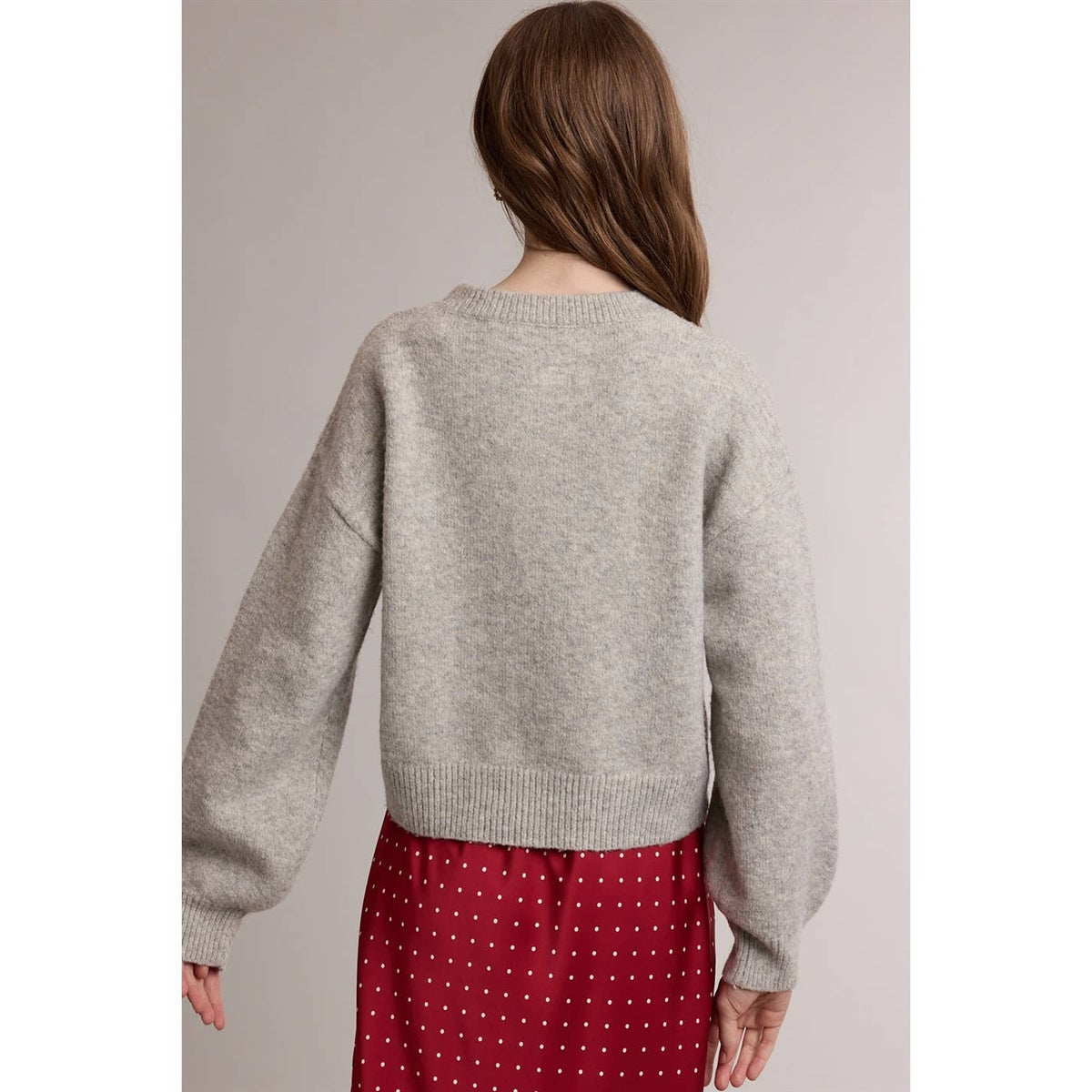 BOW CHRISTMAS TREE EMBROIDERED GRAPHIC SWEATER / WL26-13377