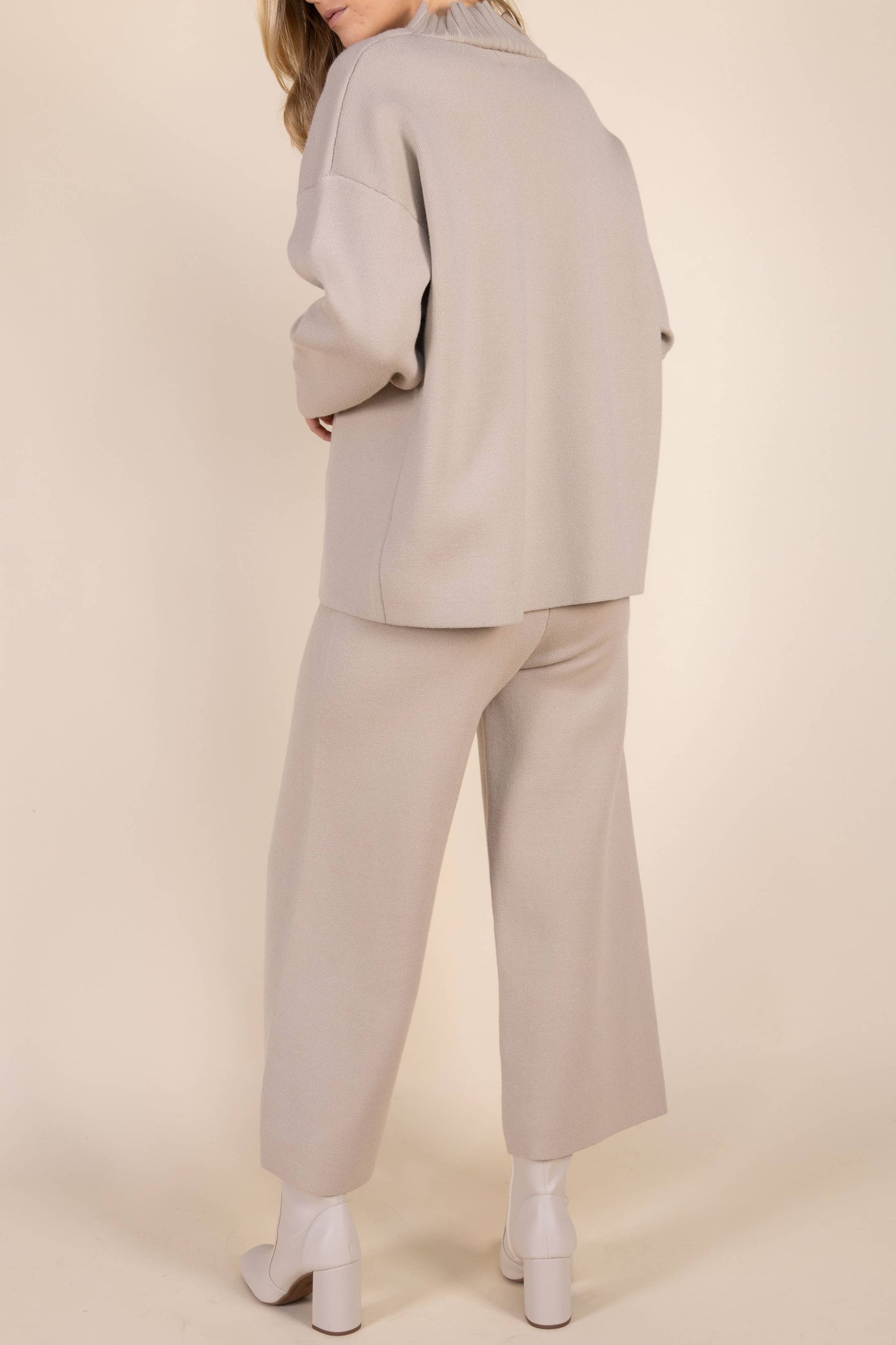 Knit Ankle Length Wide Leg Pants