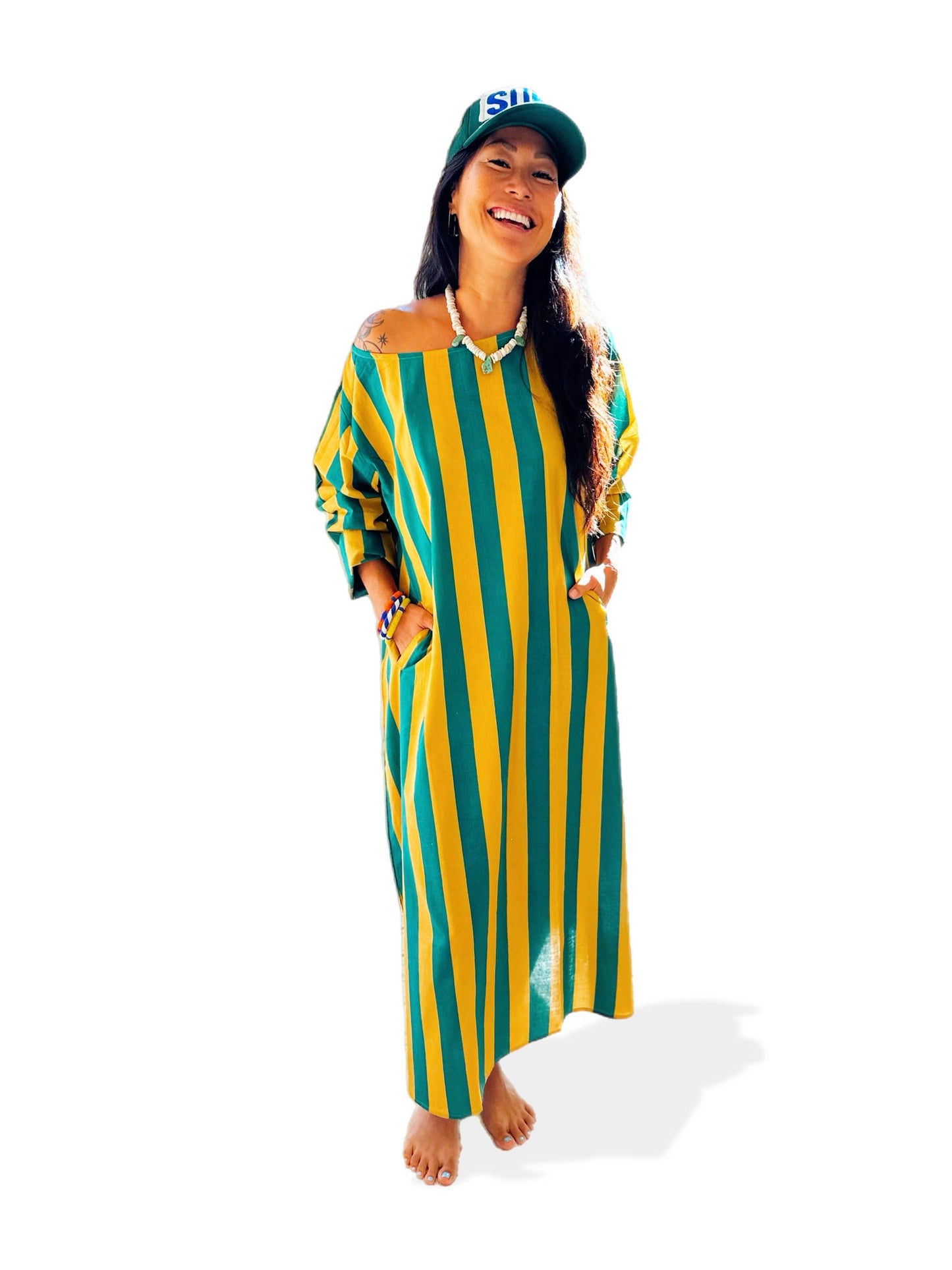 Surf Stripe Off the Shoulder Dress