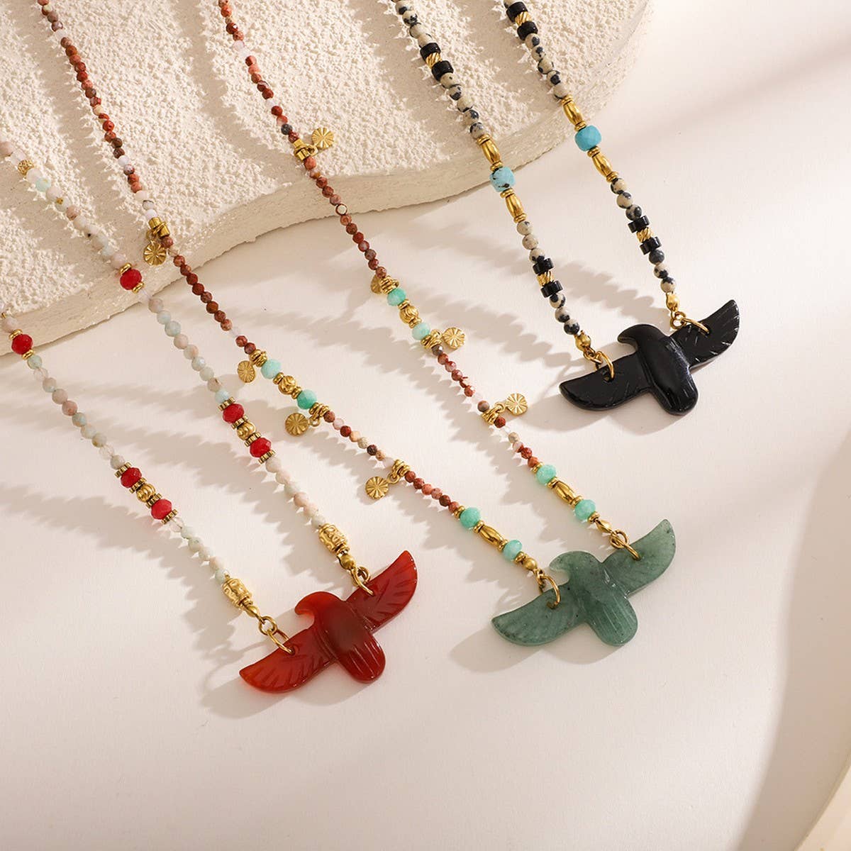 High-End Eagle Beaded Natural Stone Necklace_CWMM7542