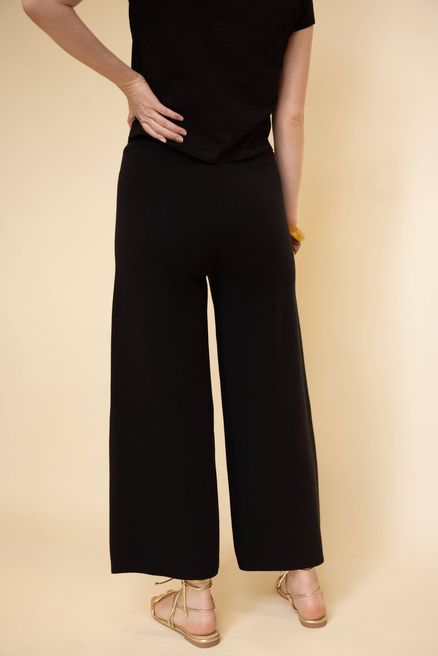 Knit Ankle Length Wide Leg Pants