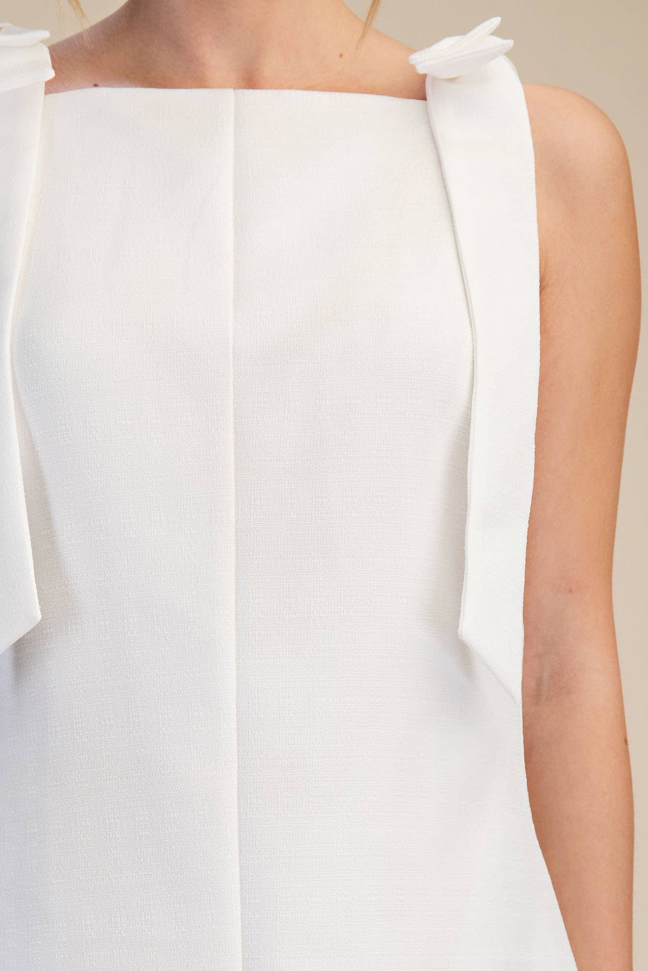 Straight Neckline Bow Mini Dress