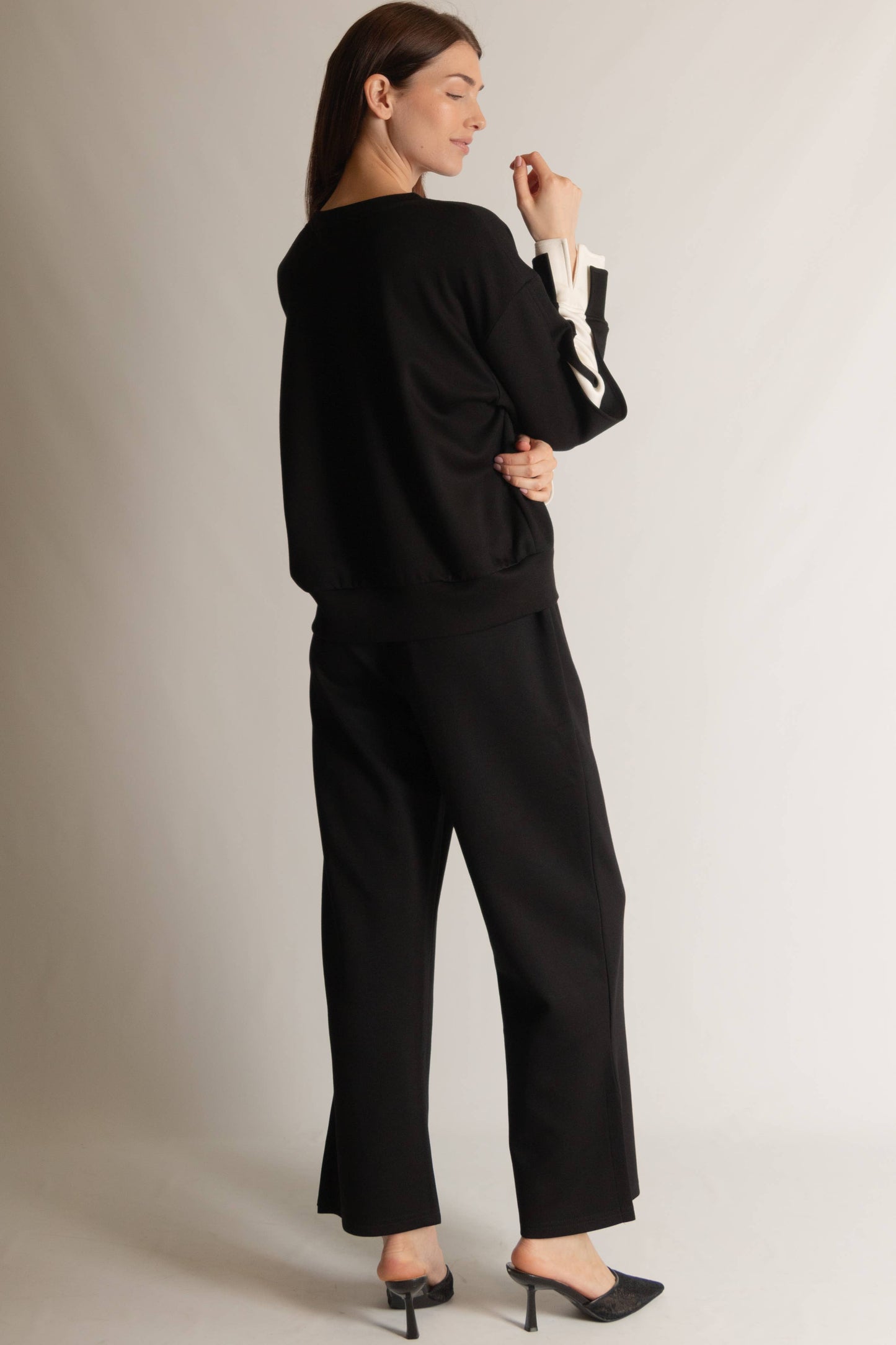 P. CILL Butter Modal Wide Leg Pants w/ Bottom Slit