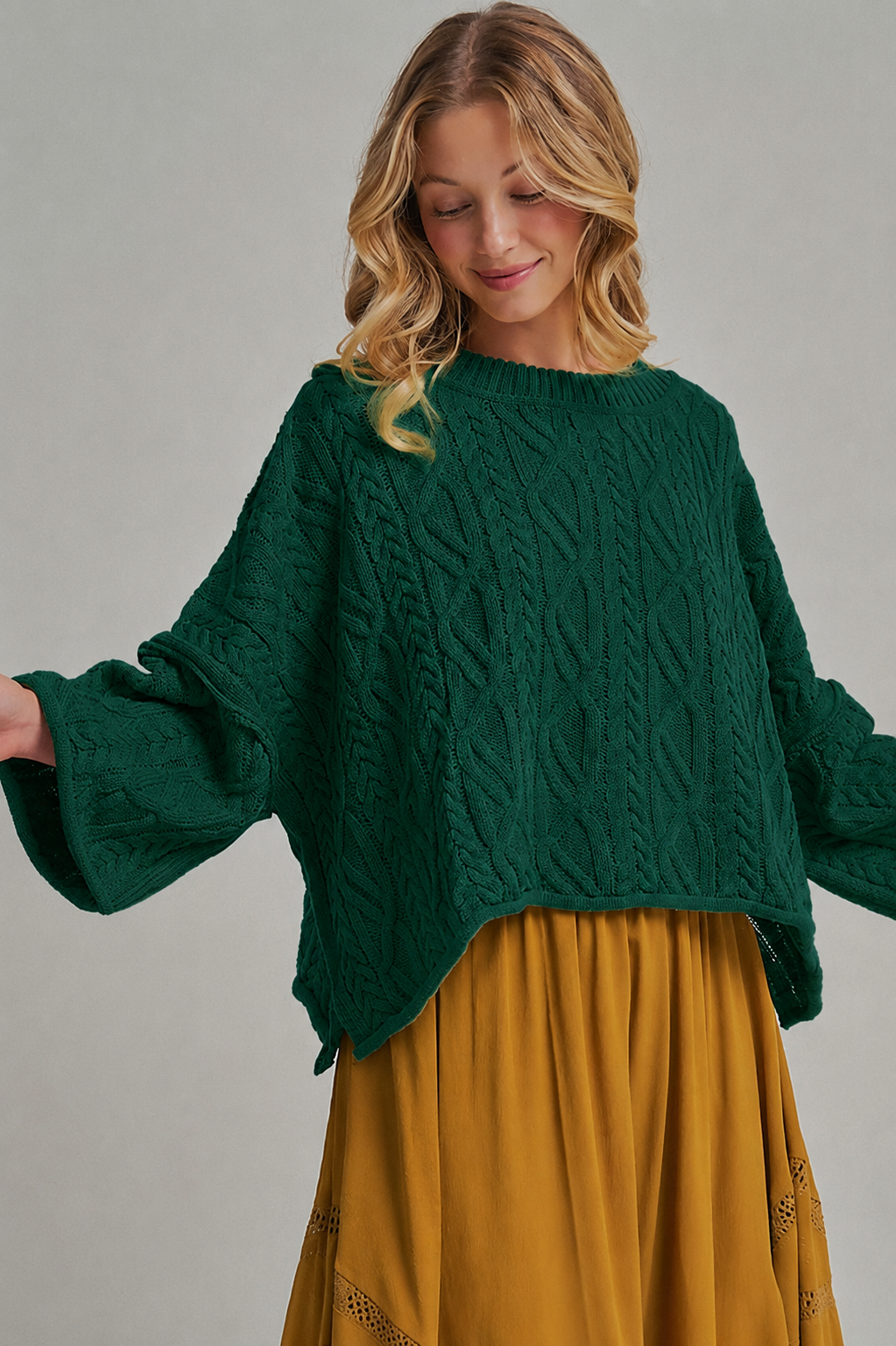 OVERSIZED CABLE KNIT CASUAL BOHO FALL SWEATERTOP_JLT00437-01