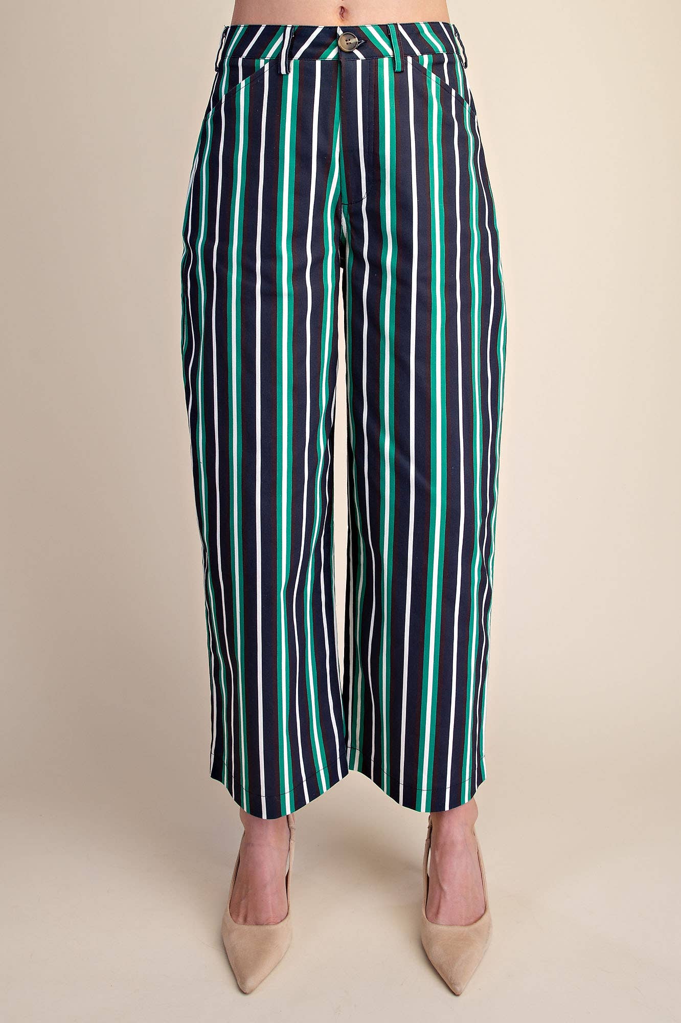 Barrel Leg Stripe Casual High Waist Pants