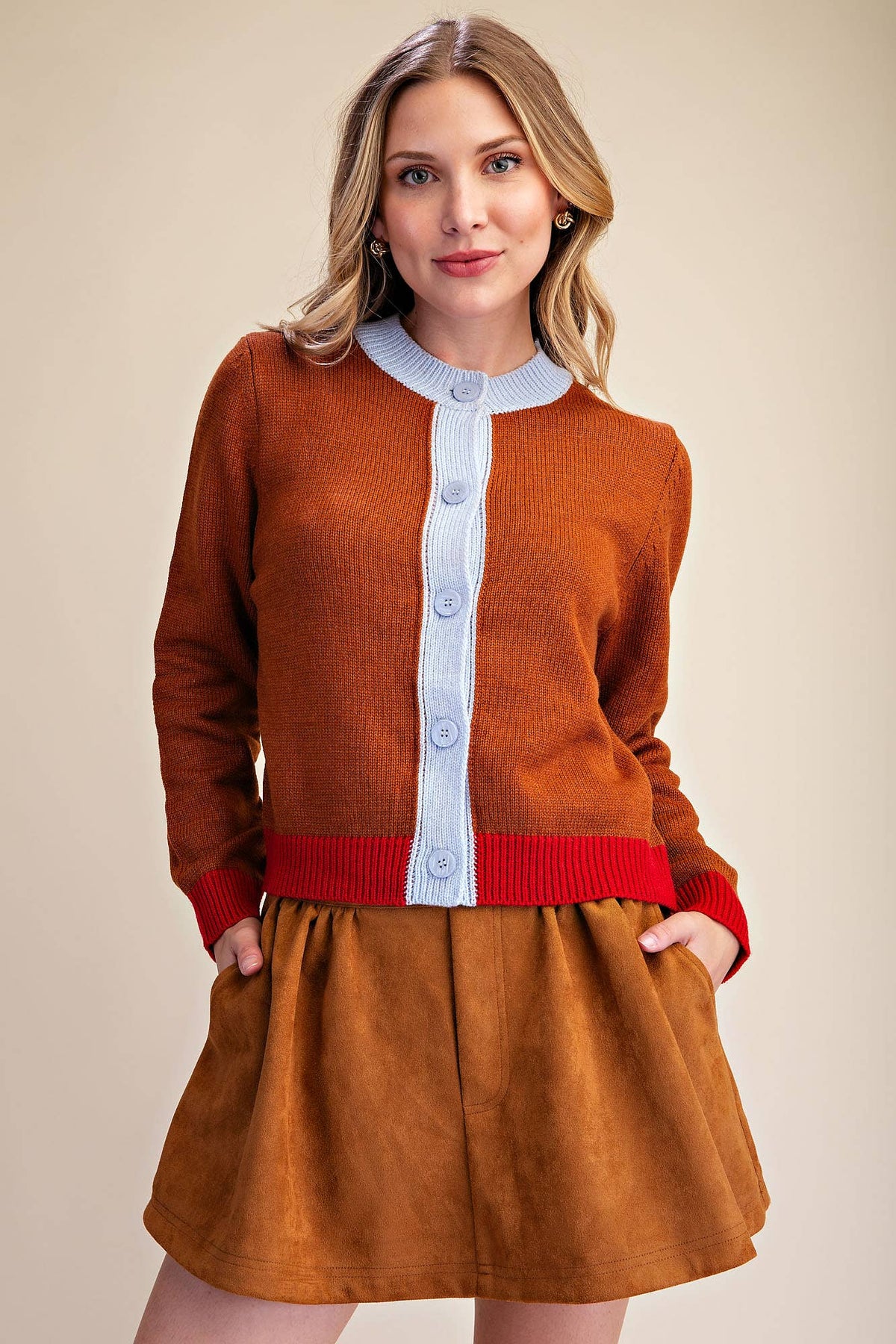 Color Combo Sweater Cardigan
