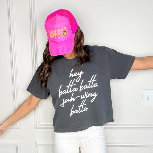 Hey Batta Swing Batta Puff Cropped Tee