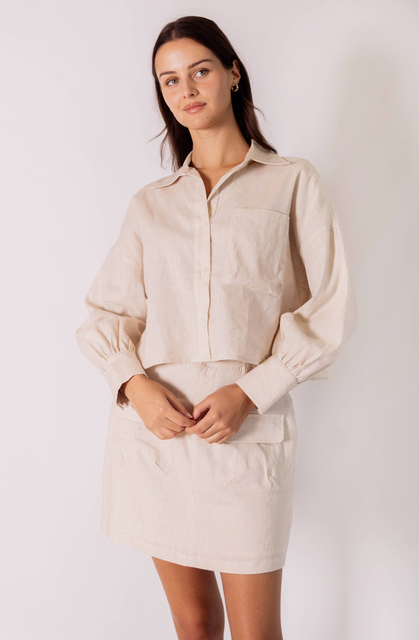 P.CILL Linen Cargo Style Skort