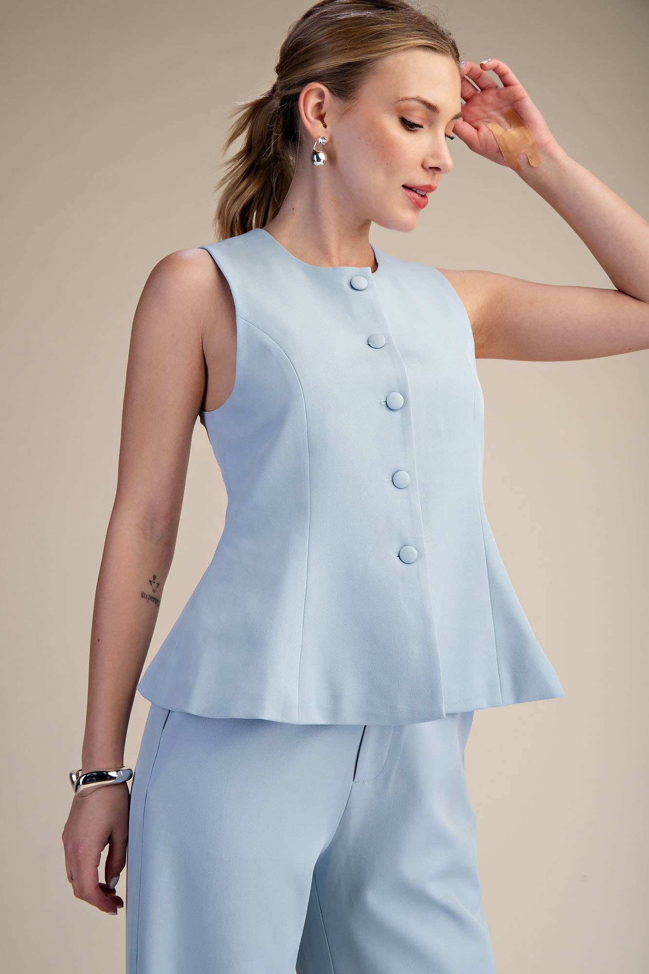 Button Peplum Vest