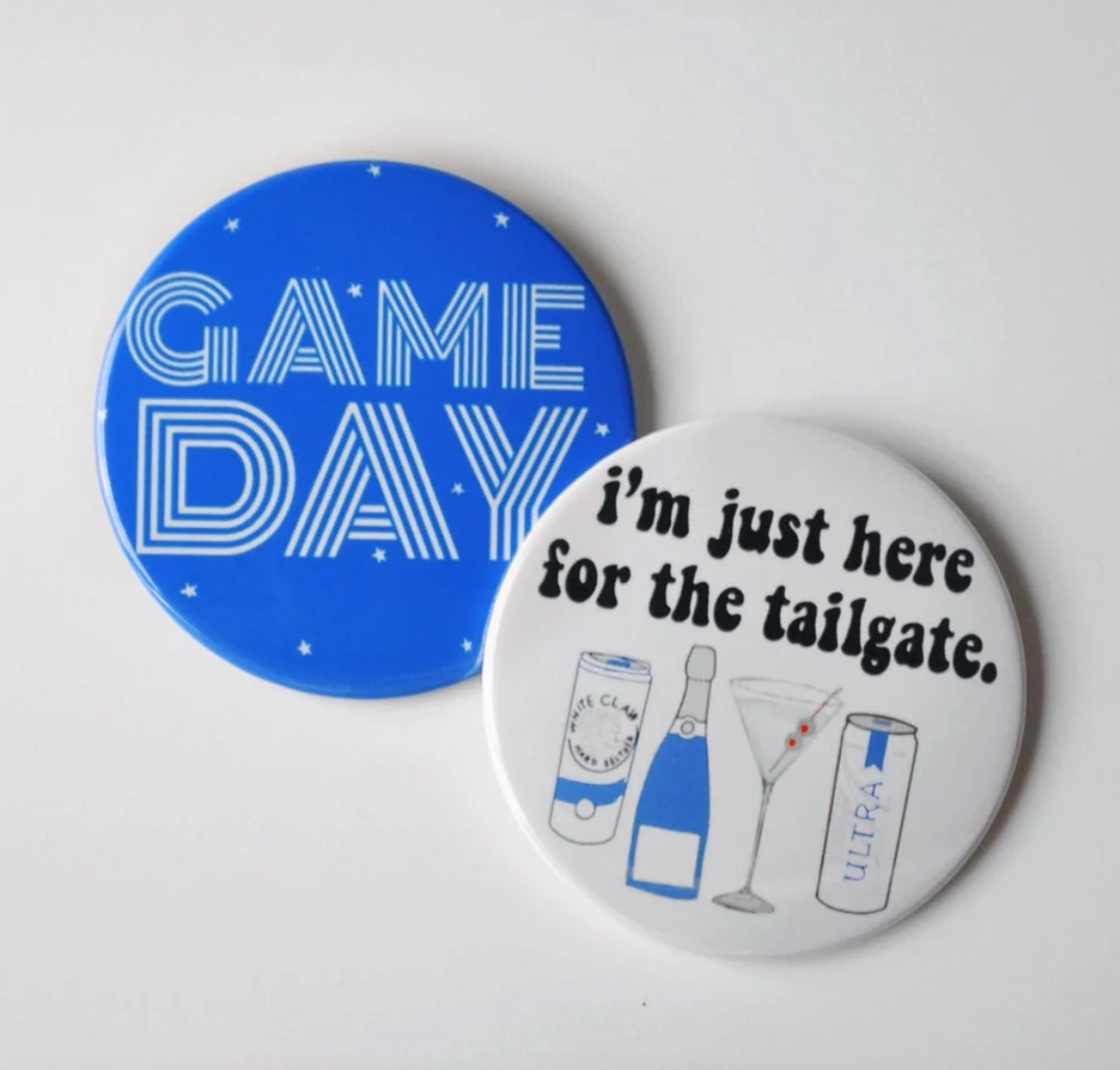 Blue Game Day Tailgate Buttons | Game Day Pins