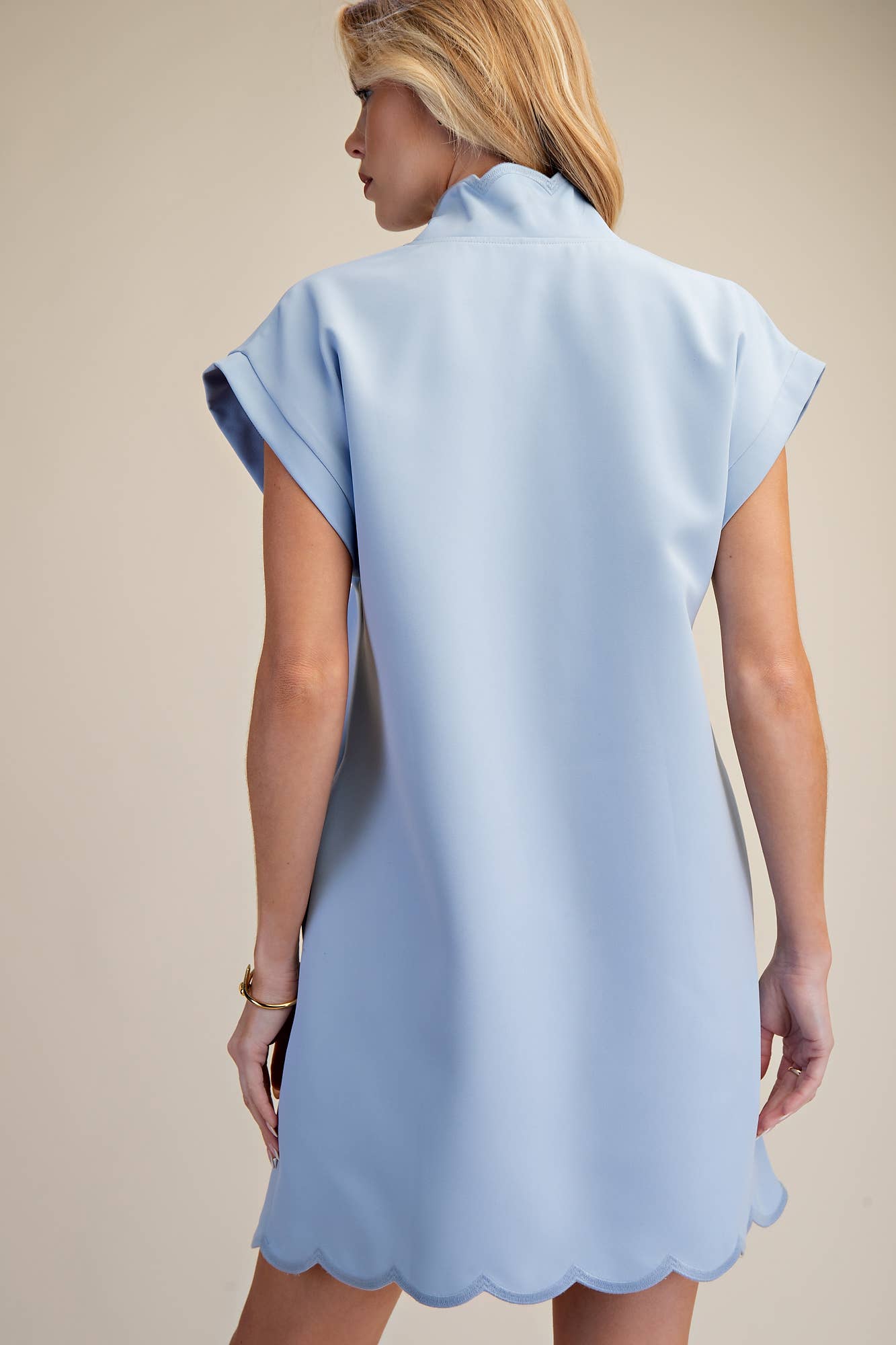 Scallop V-Neck Mini Dress