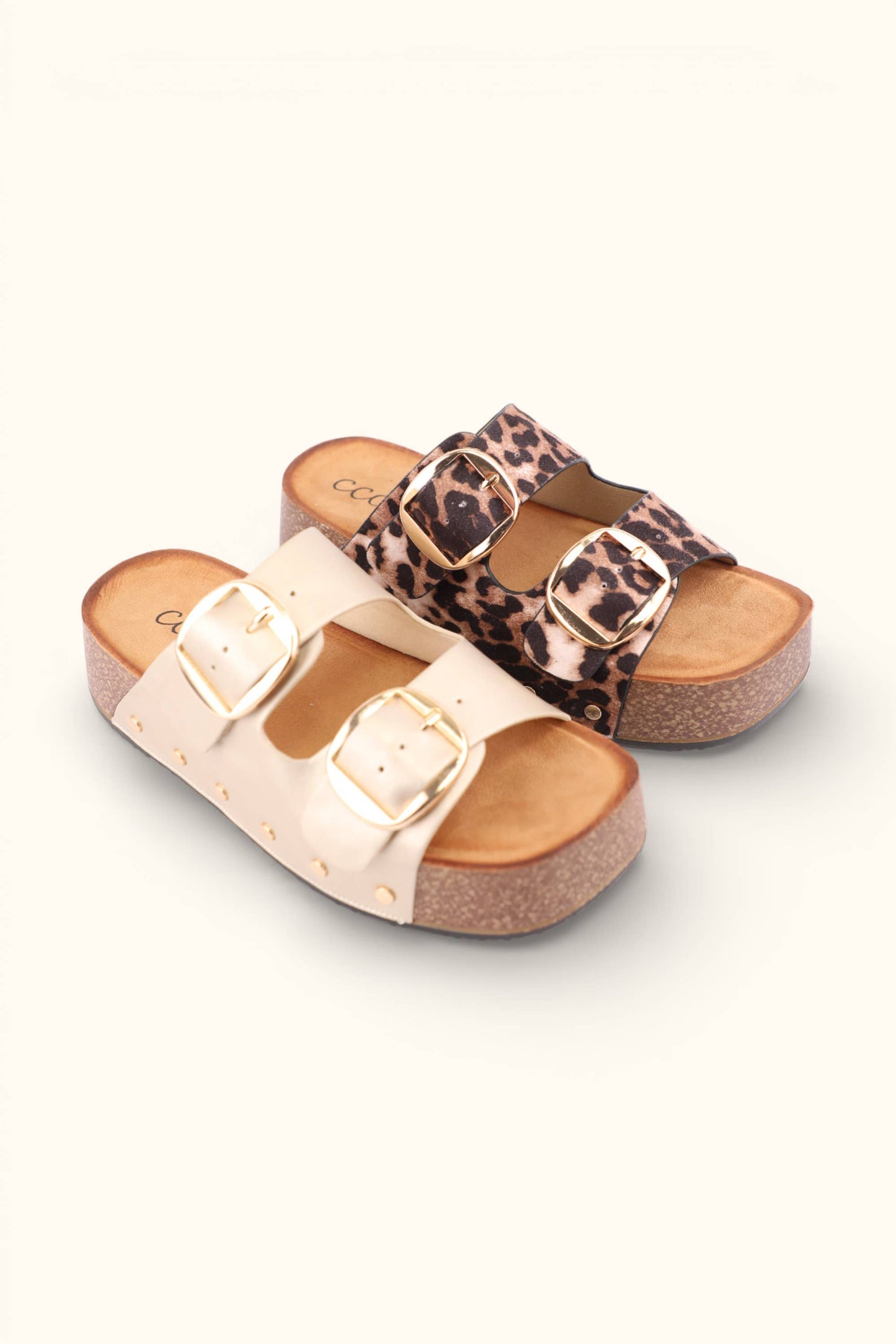 NANCY DOUBLE STRAPS WITH BOLD METAL BUCKLES PLATFORM SANDAL