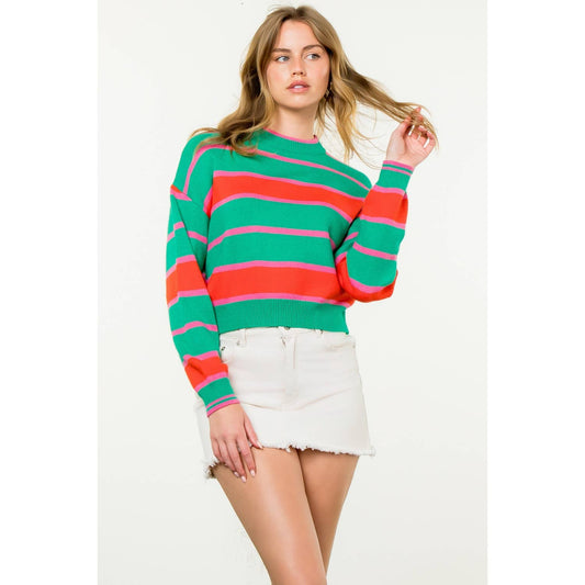 Striped Pattern Knit Sweater