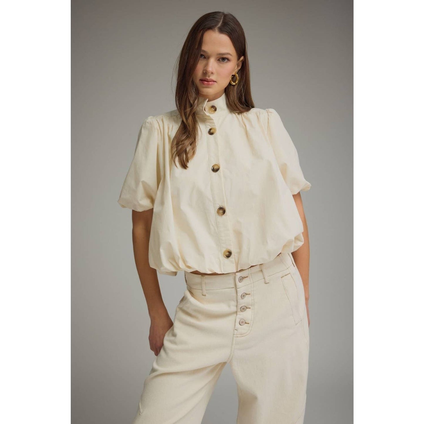 NEW Solid short puff sleeve top