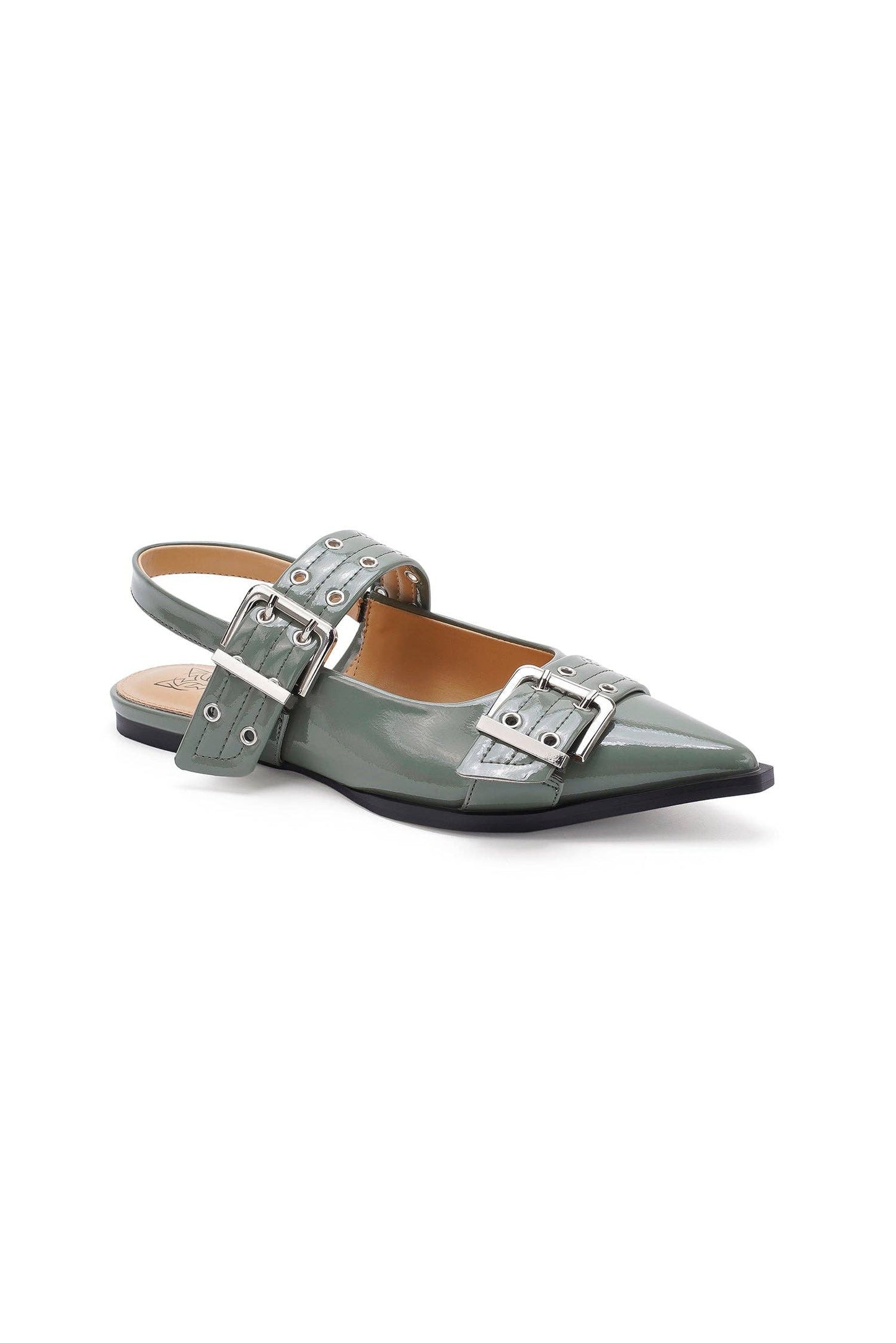 SWIRL-02 Buckled Slingback Flats
