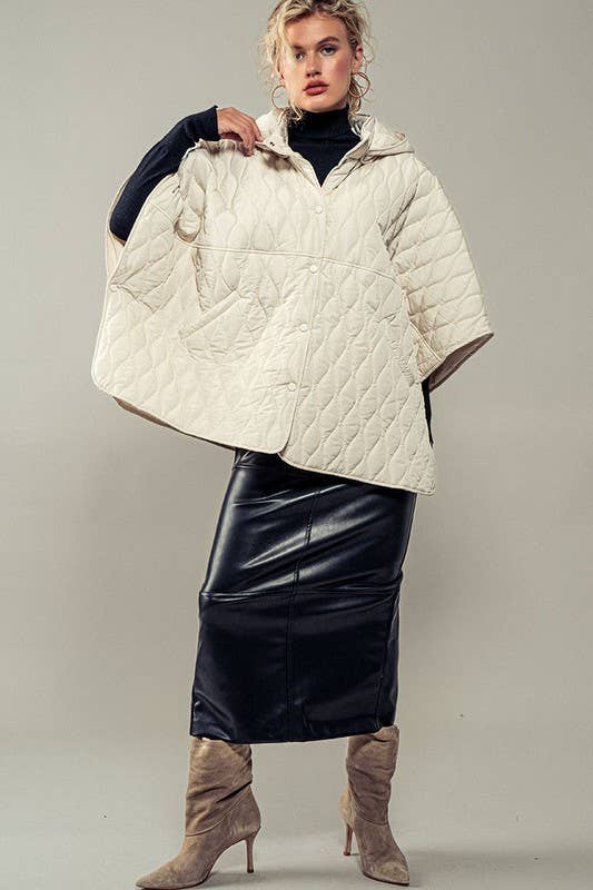 Contrast Quilted Shroud Cloak