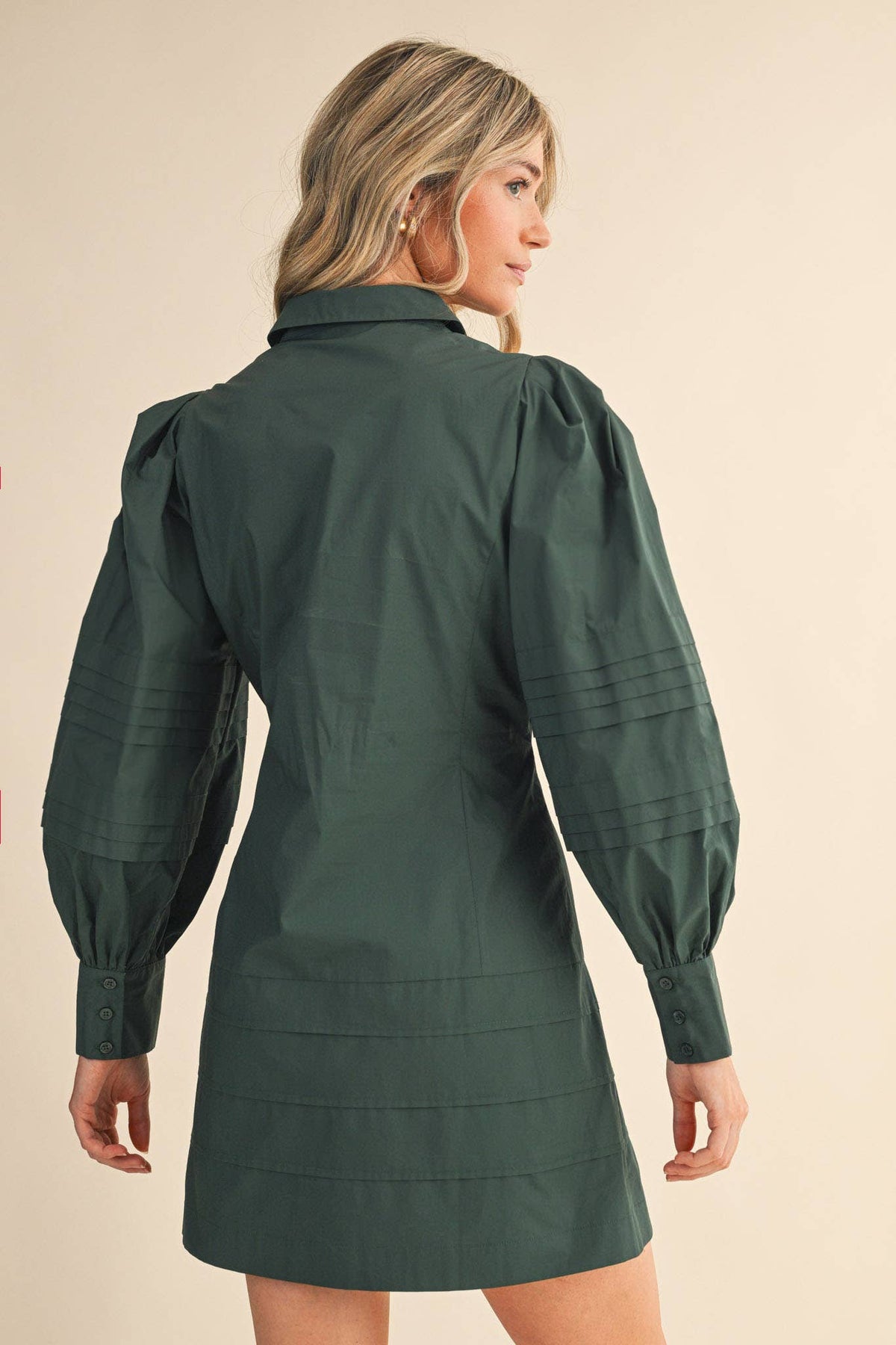 PIN TUCK DETAIL BUTTON DOWN MINI DRESS MDR4328