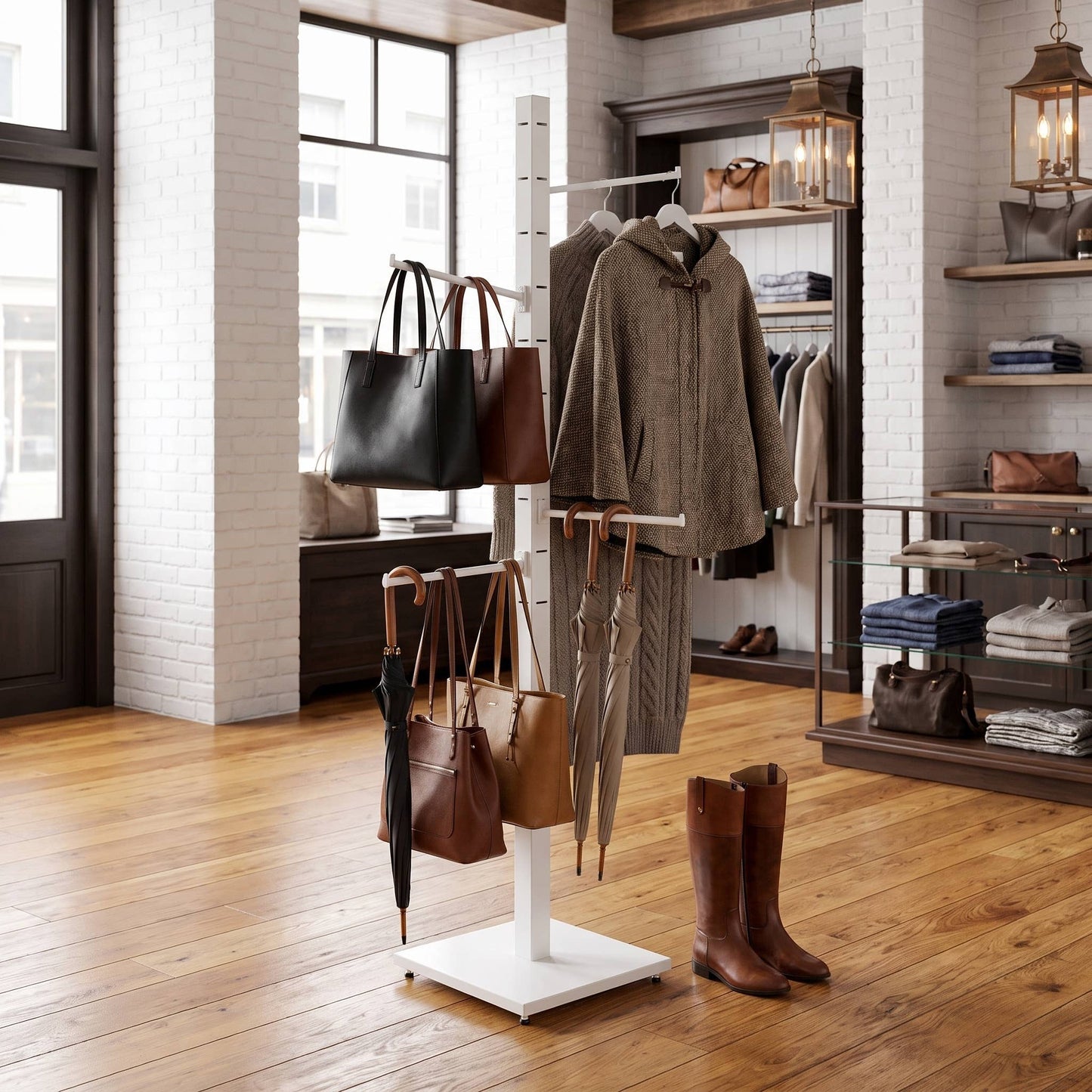 4-Sided Floor Standing Displays with 12 Adjustable Arms