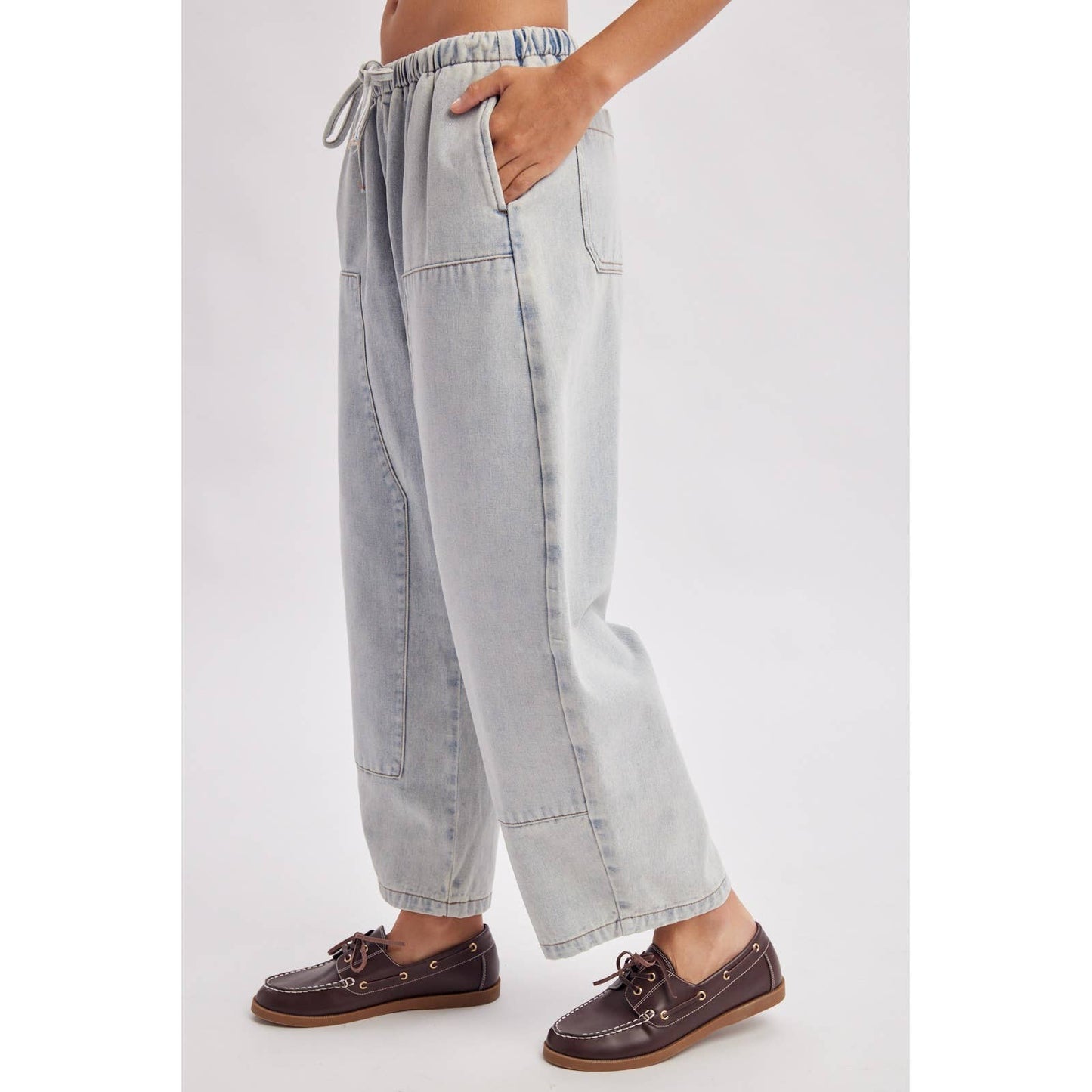 DRAWSTRING BARREL DENIM PANTS / WL26-13640