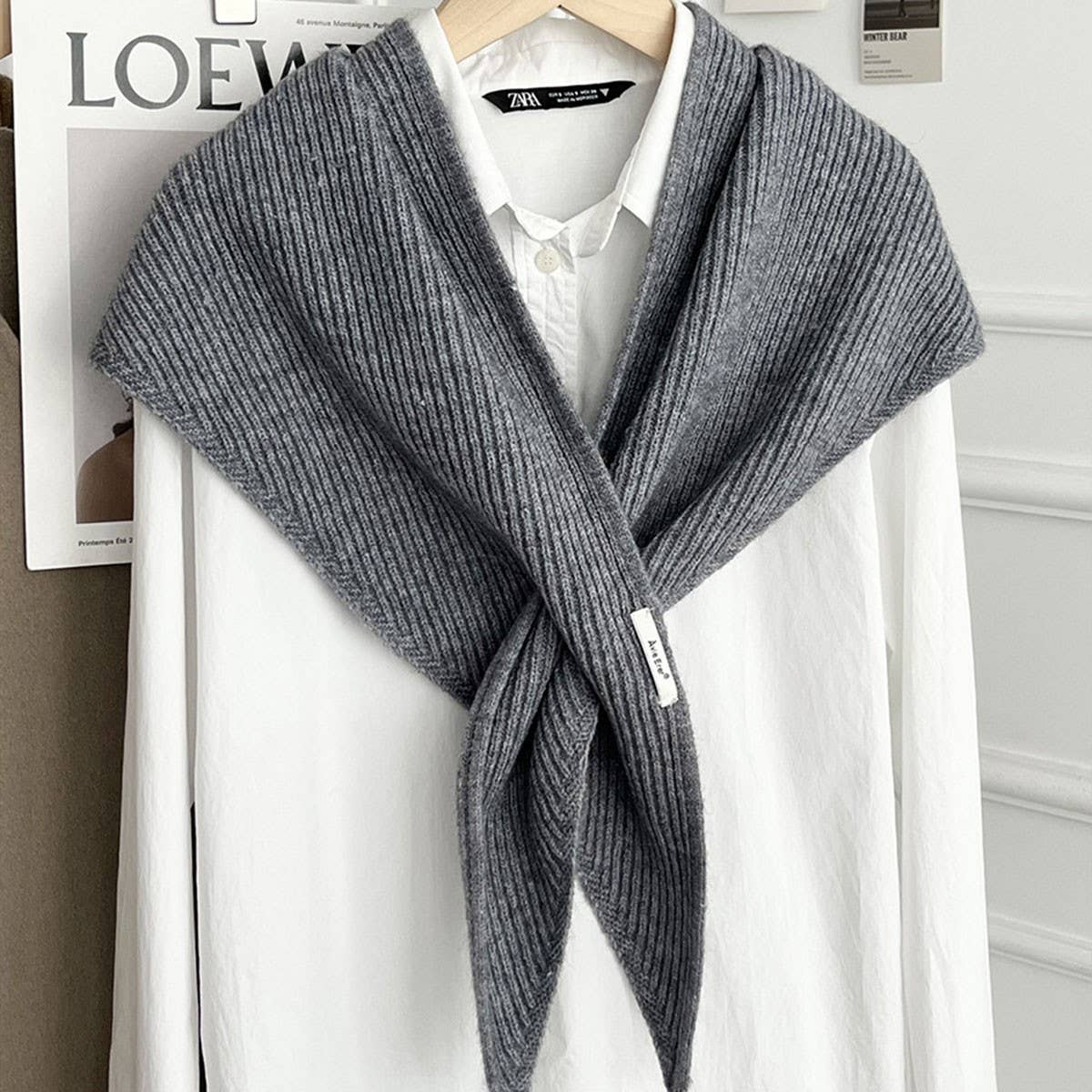 Solid Cross Triangle Shawl Casual Wrap_CWOV00265