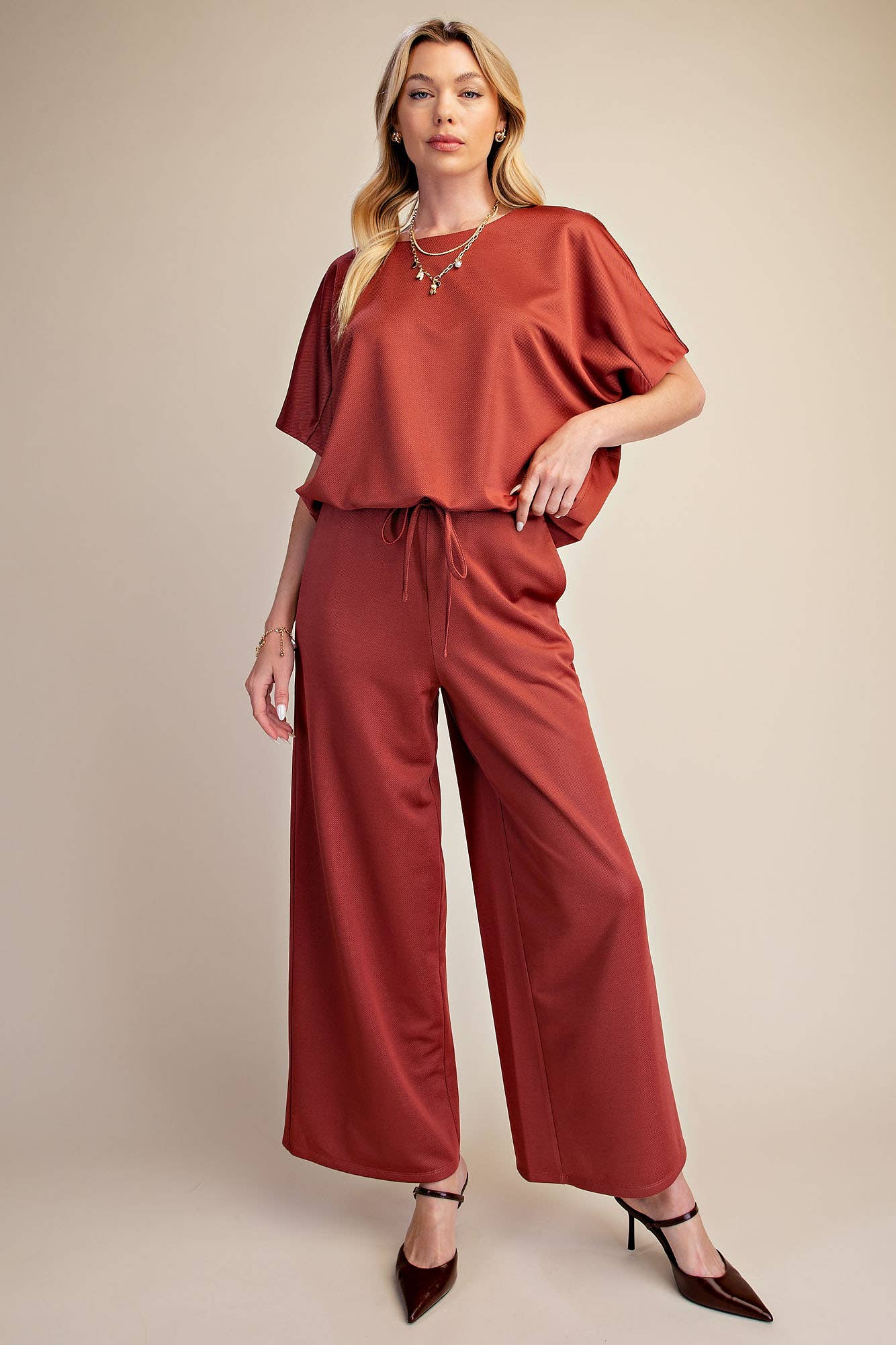 Round Neck Top Adjustable Tie Hem