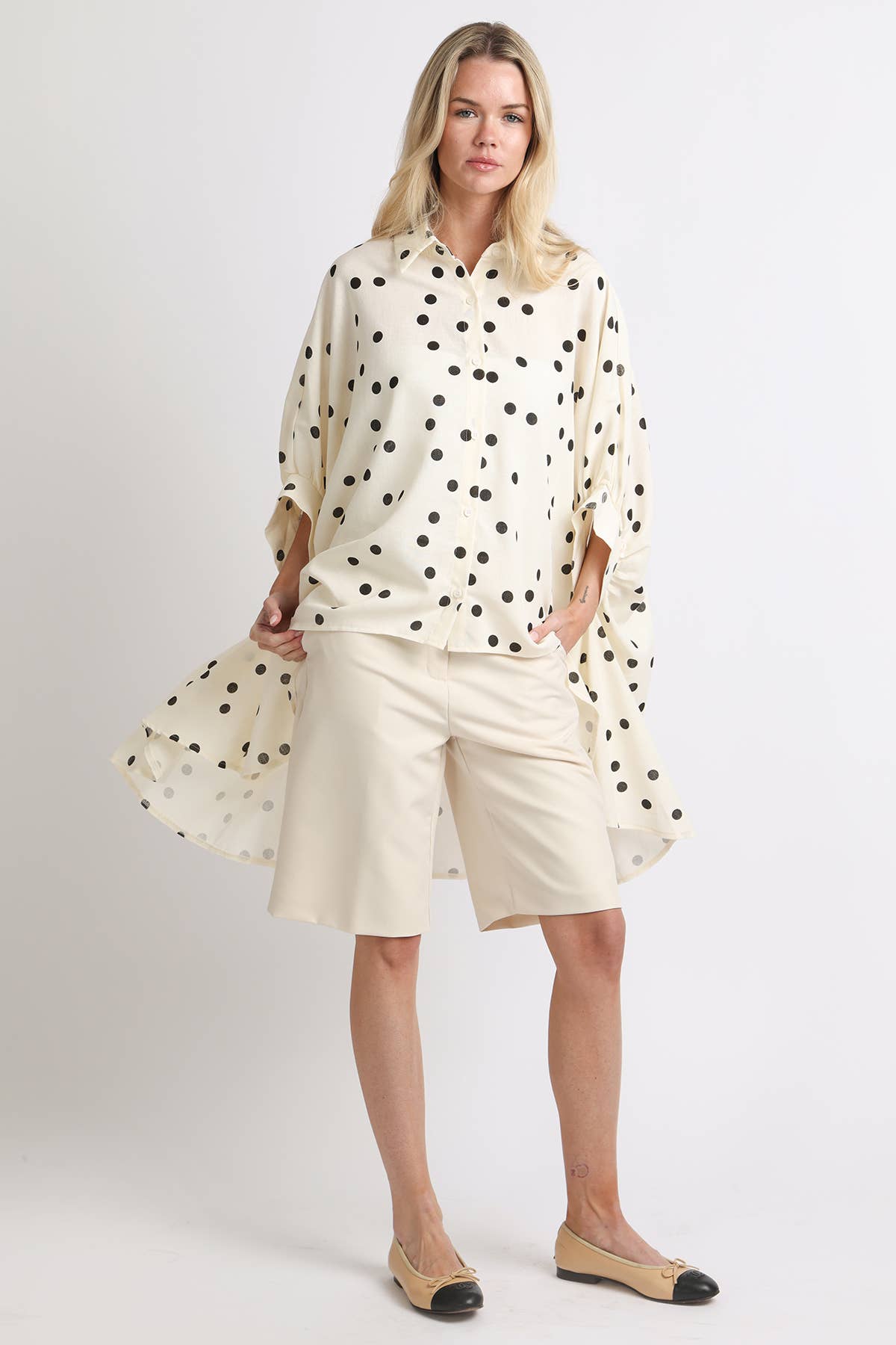 Polka Print Hi-Low Tunic Shirt AM2024