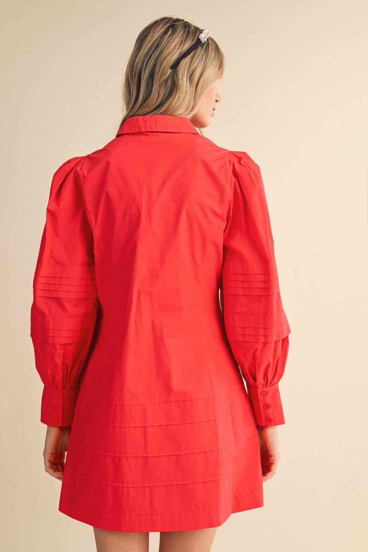 PIN TUCK DETAIL BUTTON DOWN MINI DRESS MDR4328