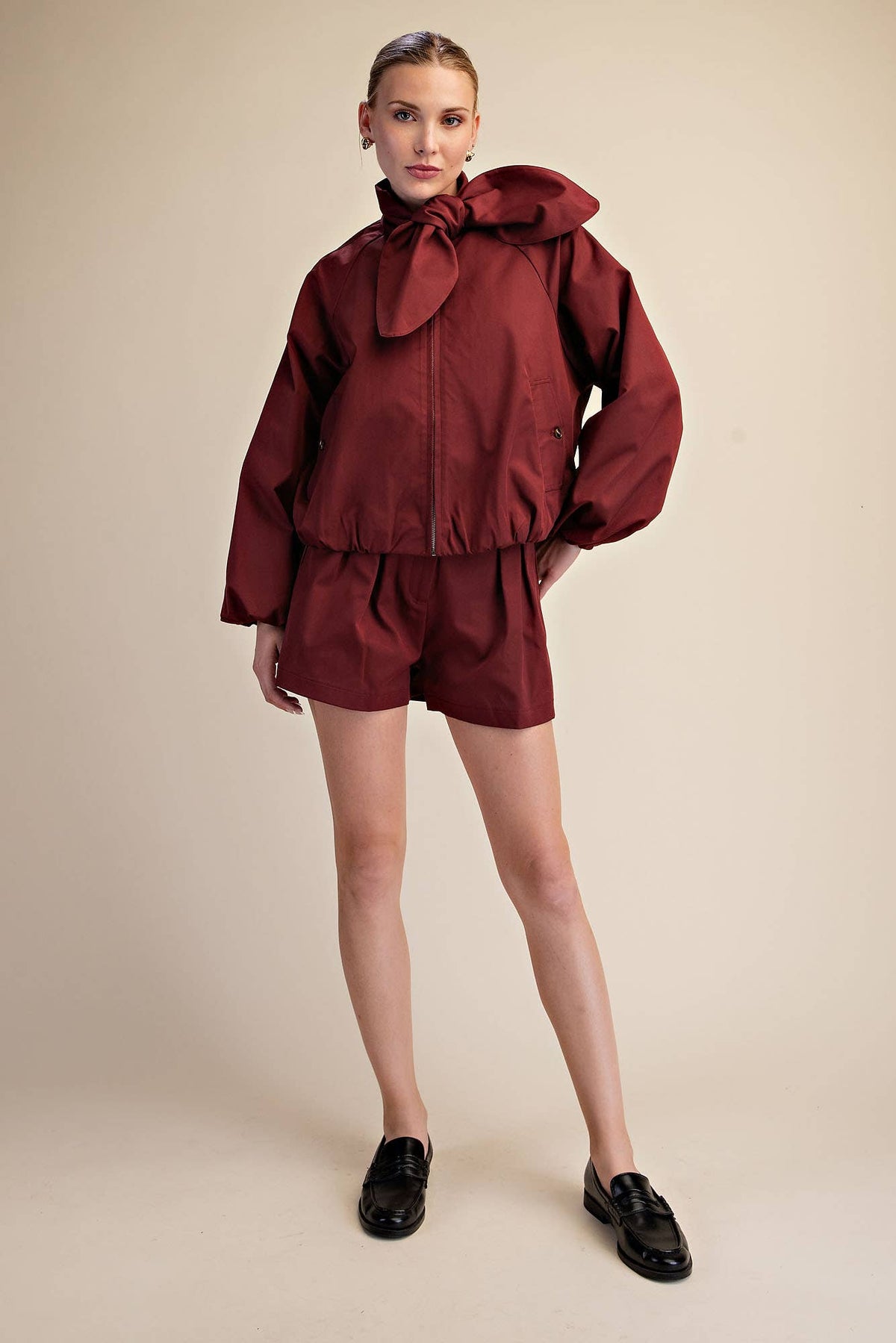 Scarf Collar Long Sleeve Puffy Jacket