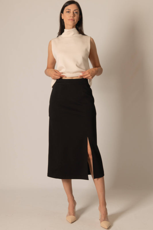 P. CILL Butter Modal Midi Side Slit Skirt