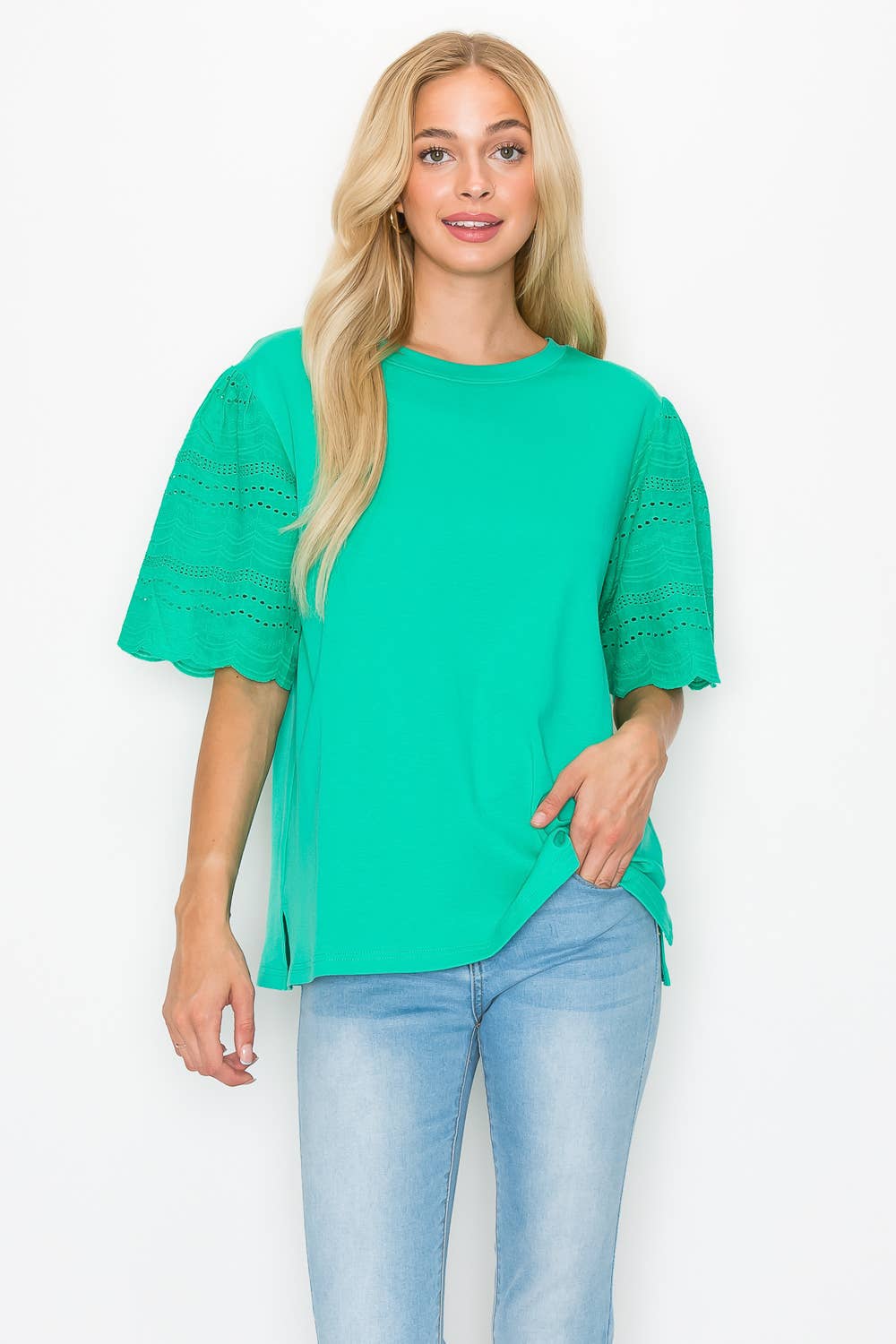 Ramona Pointe Knit Top with Lace