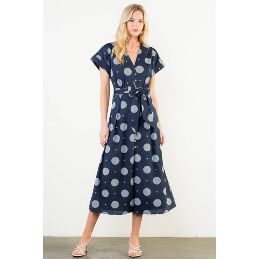 Short Sleeve Polka Dots Pattern Dress