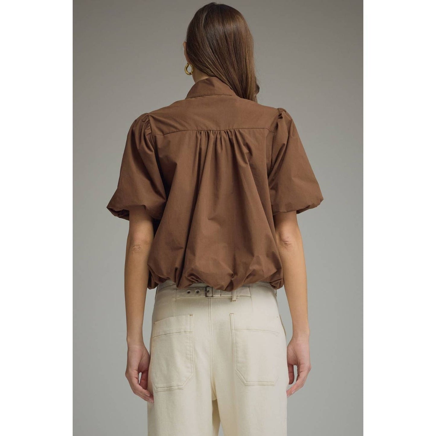 NEW Solid short puff sleeve top