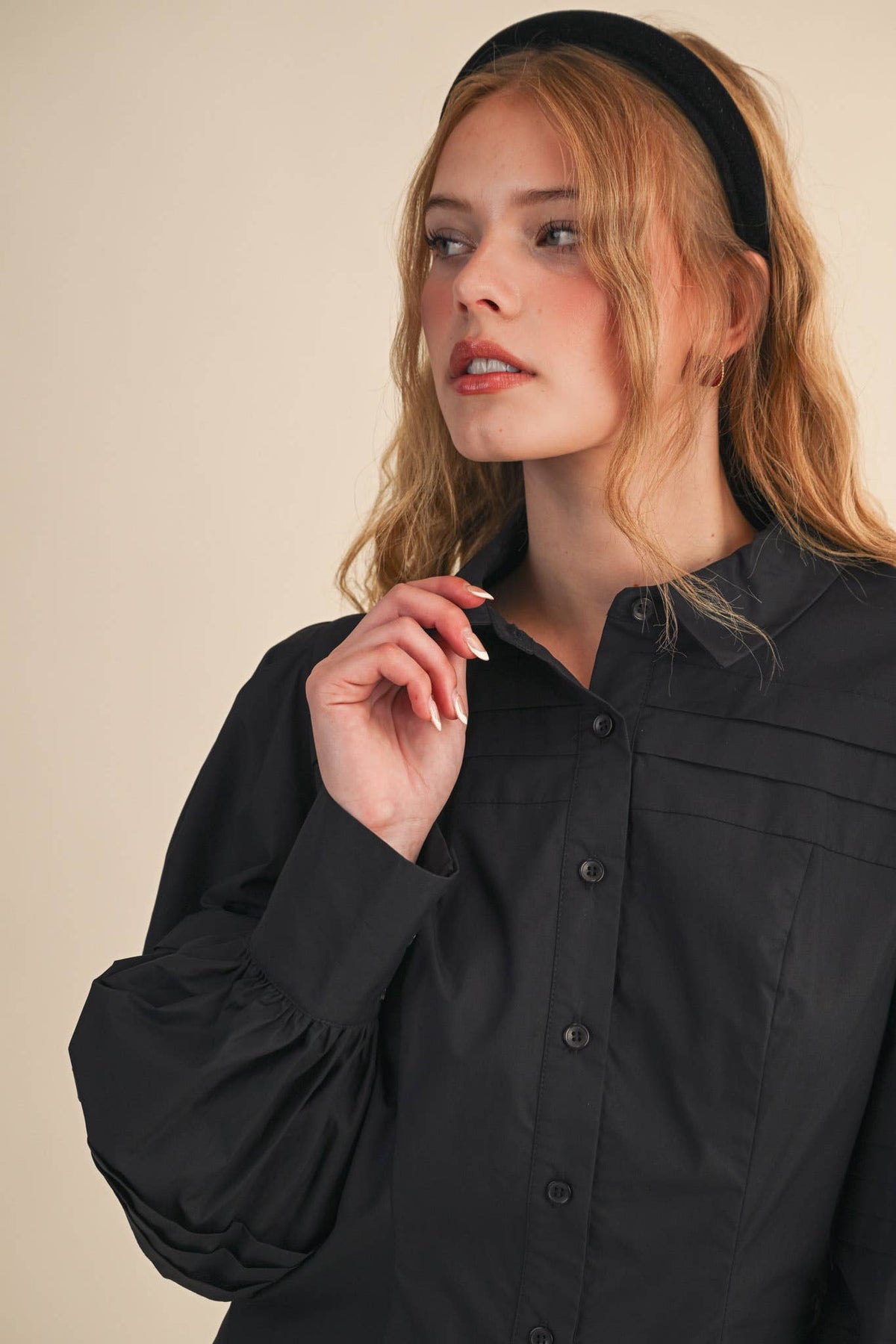 PIN TUCK DETAIL BUTTON DOWN MINI DRESS MDR4328
