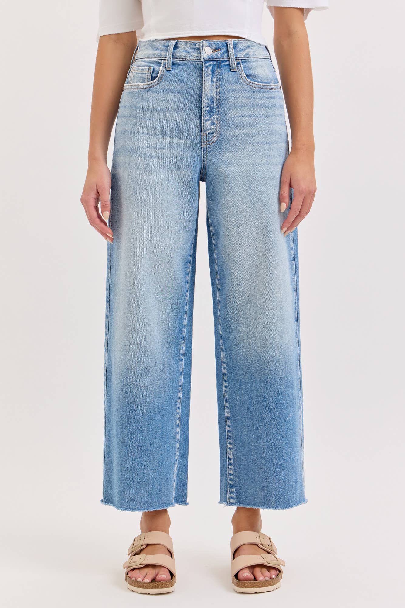 High Rise Crop Wide Leg with Raw Hem [WV99769LT]
