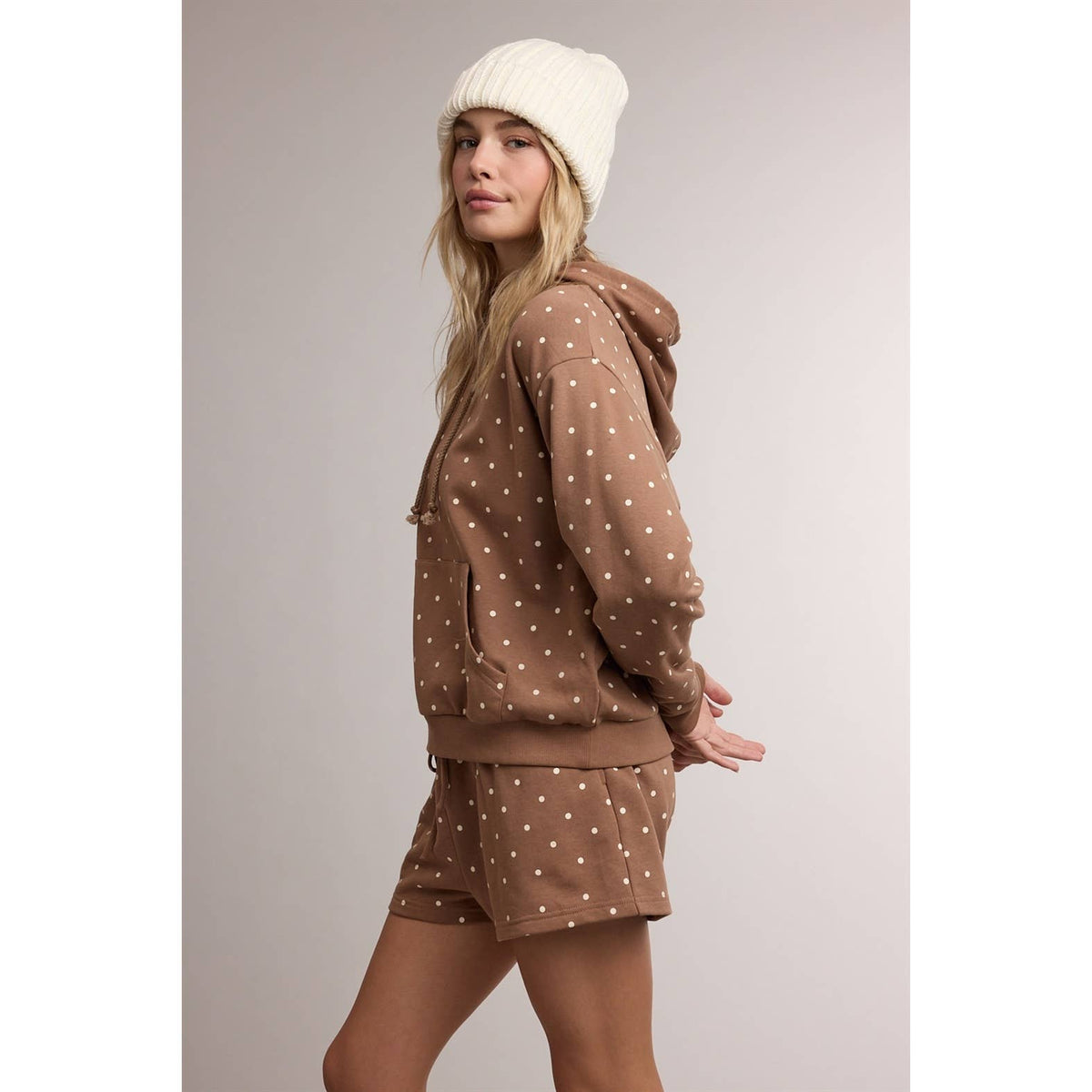 POLKA DOT HOODIE & MINI SHORTS SET / WL26-13441