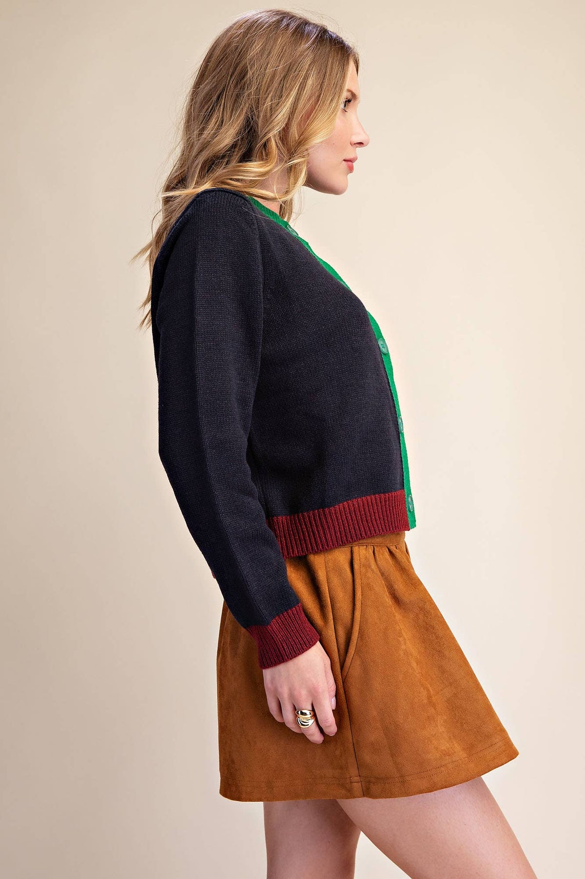Color Combo Sweater Cardigan