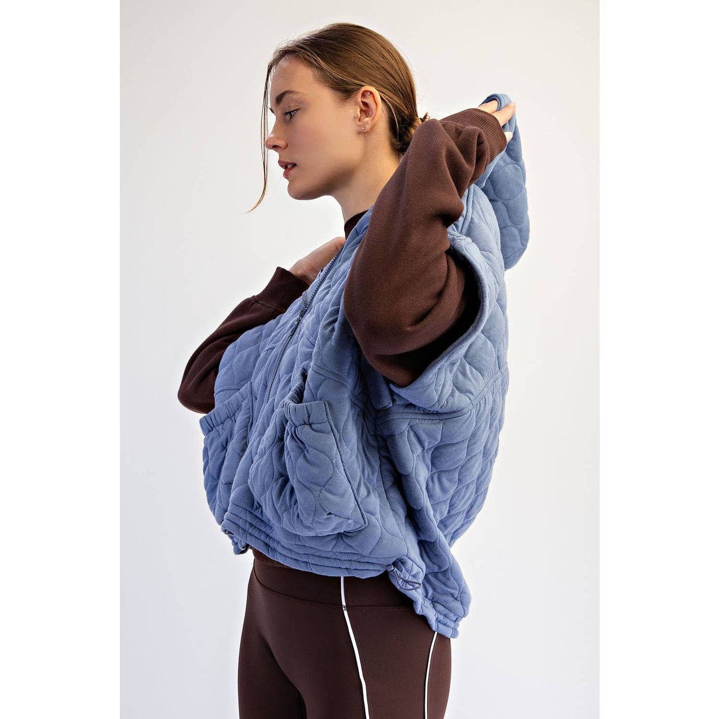 BUBBLE QUILT CINCH HOODIE VEST