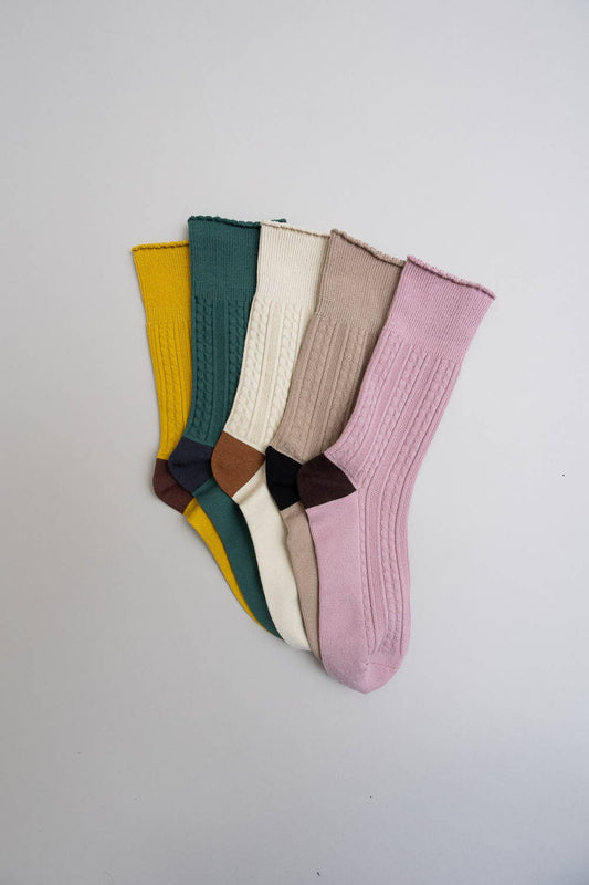 Scalloped Edge Socks - Retro Colors